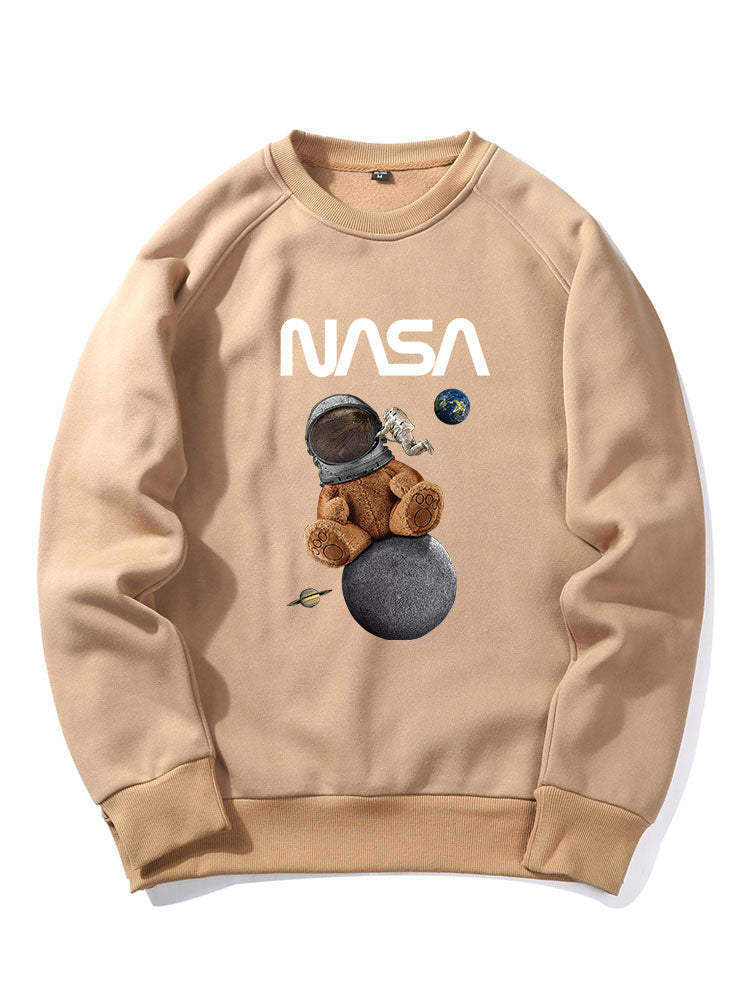 Sweat-shirt à manches raglan imprimé ours de l'espace