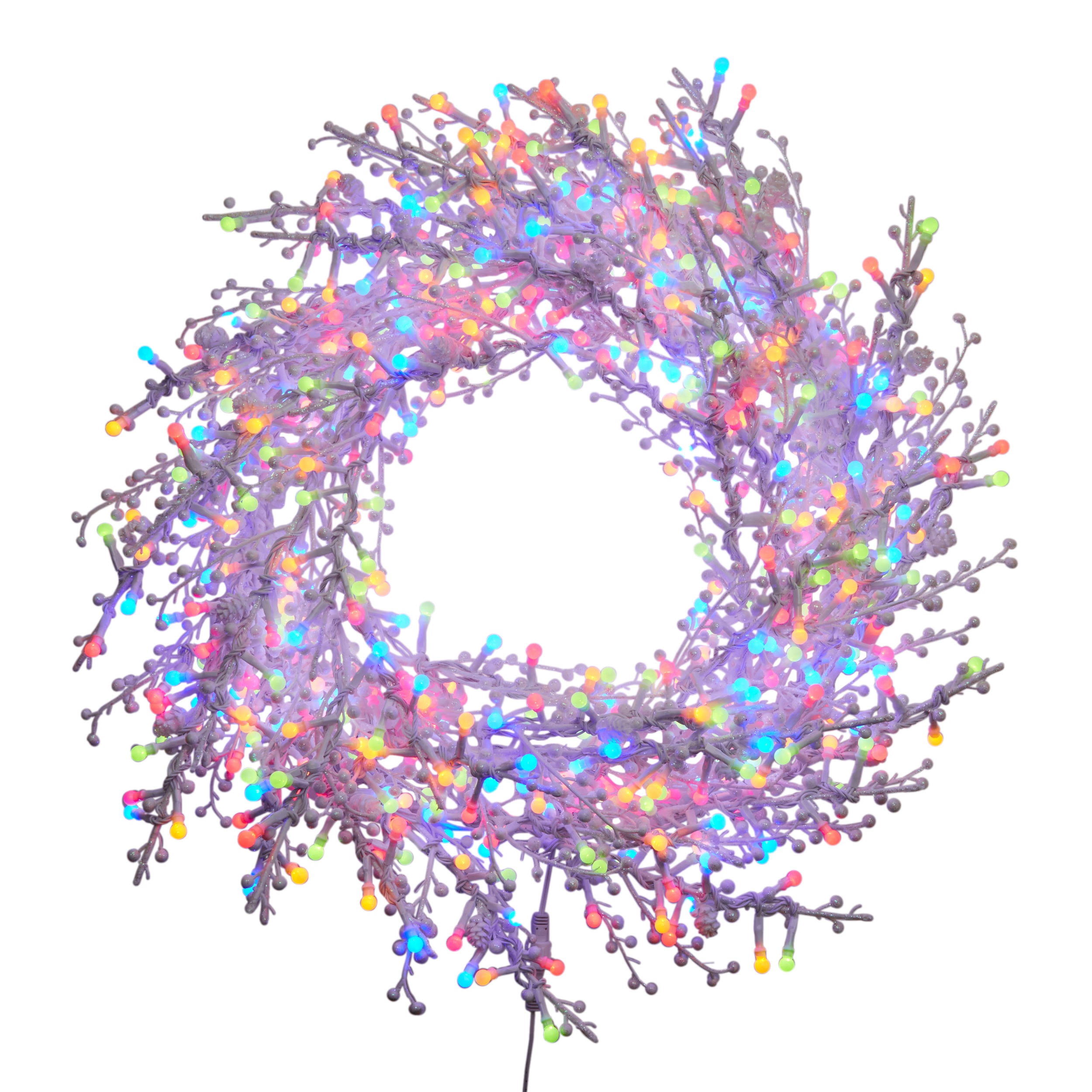 GE 28-in Hanging Wreath Hanging Decoration with Color Changing LED Lights in White | 22332LO