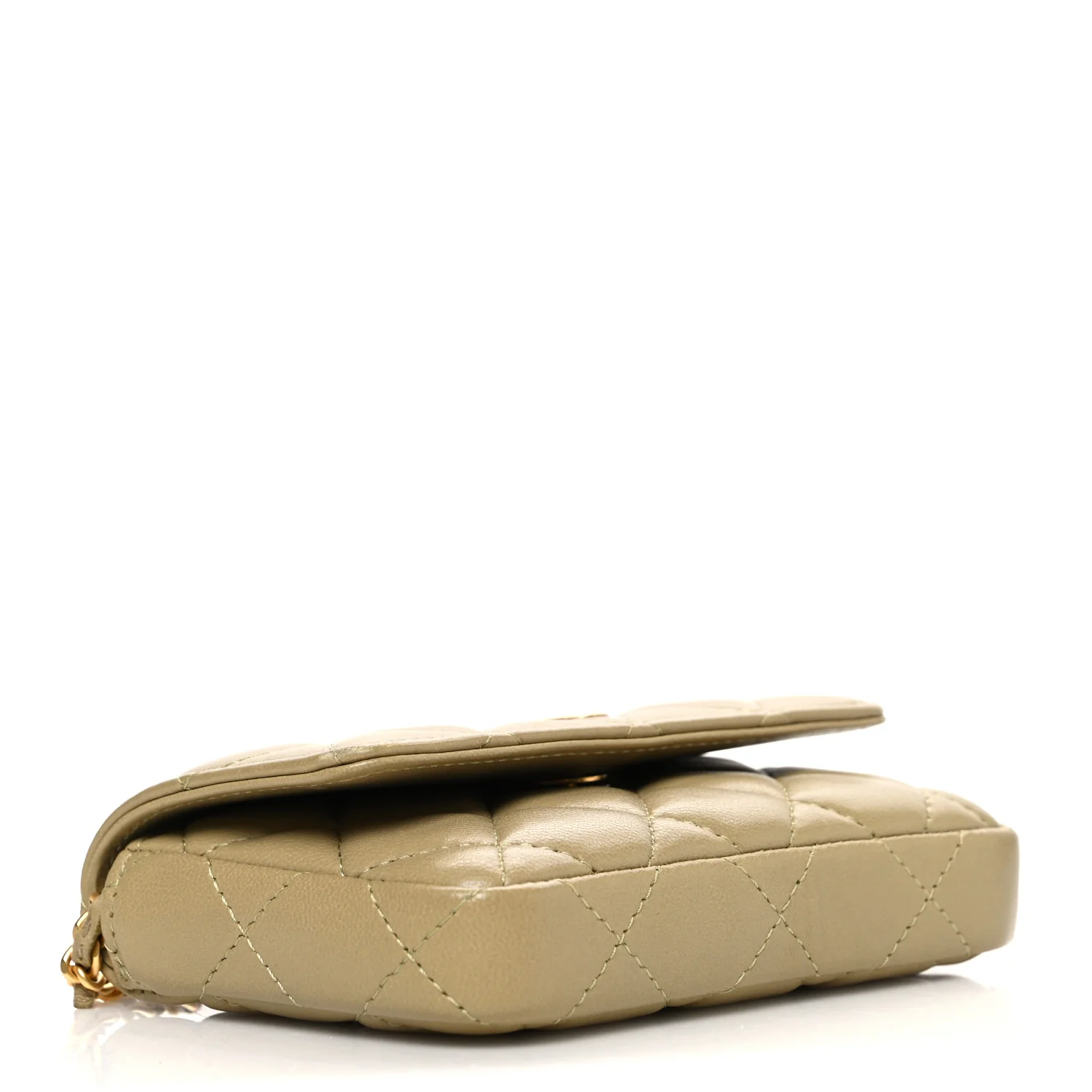 Lambskin Enamel Quilted Coco Hearts Clutch With Chain Light Green