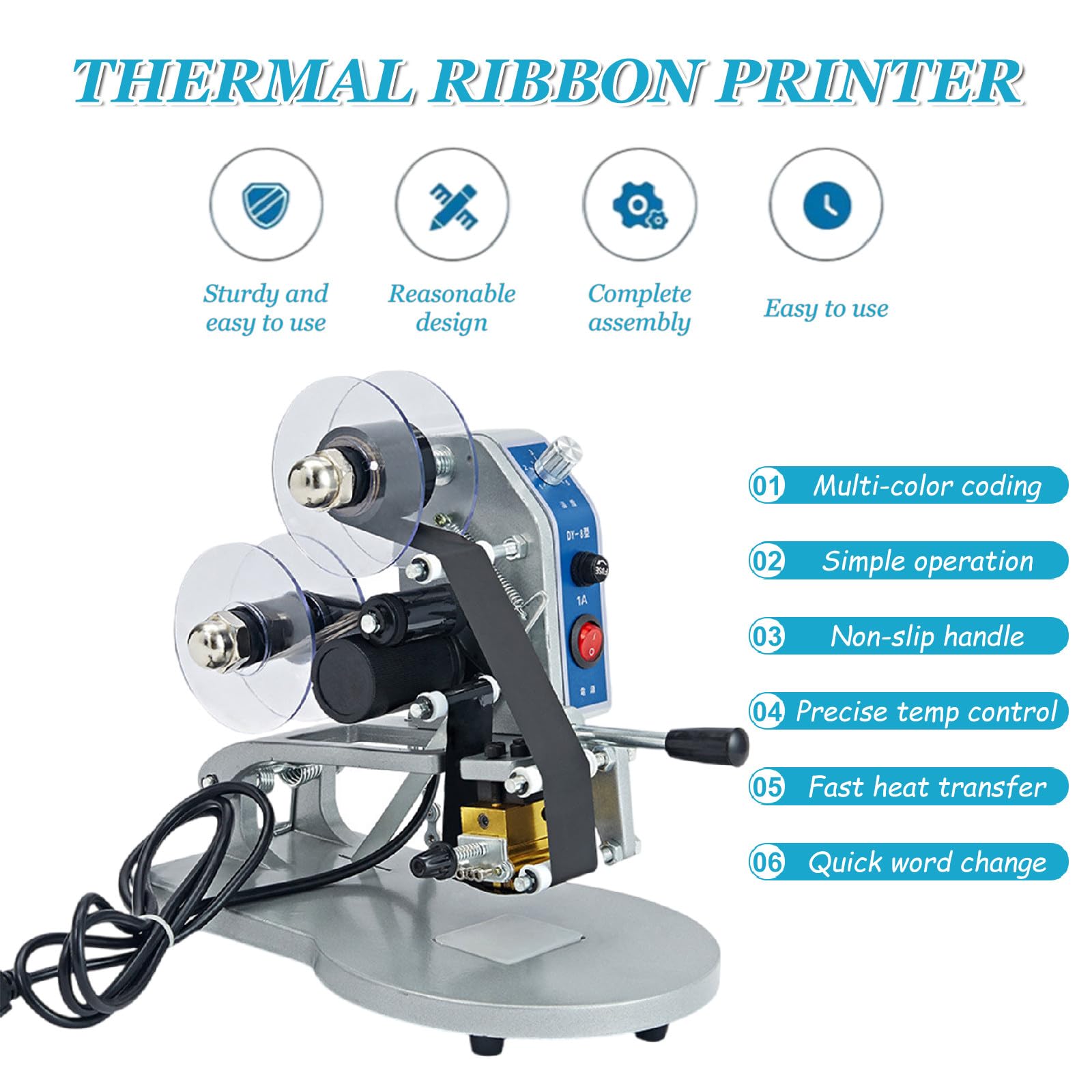 Coding Machine Date Label Hot Stamp Printer, Electric Hot Stamp Printer, Ribbon Coding Machine for Kt/Pt/Pe/OPP/Aluminum Foil/Plastic Film Bag