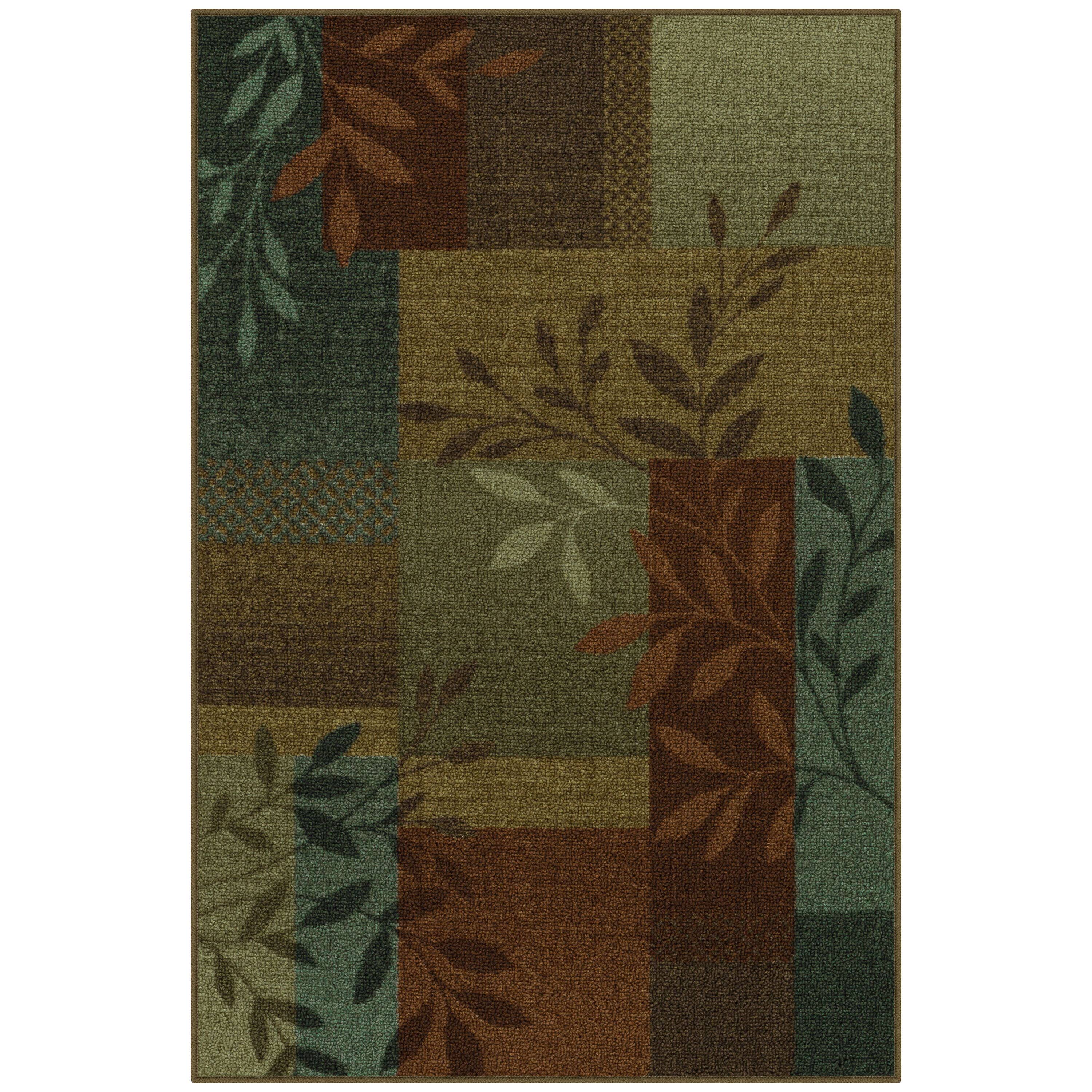 Mainstays Traditional Leaf Block Multicolor Print Indoor Accent Rug, 2'6
