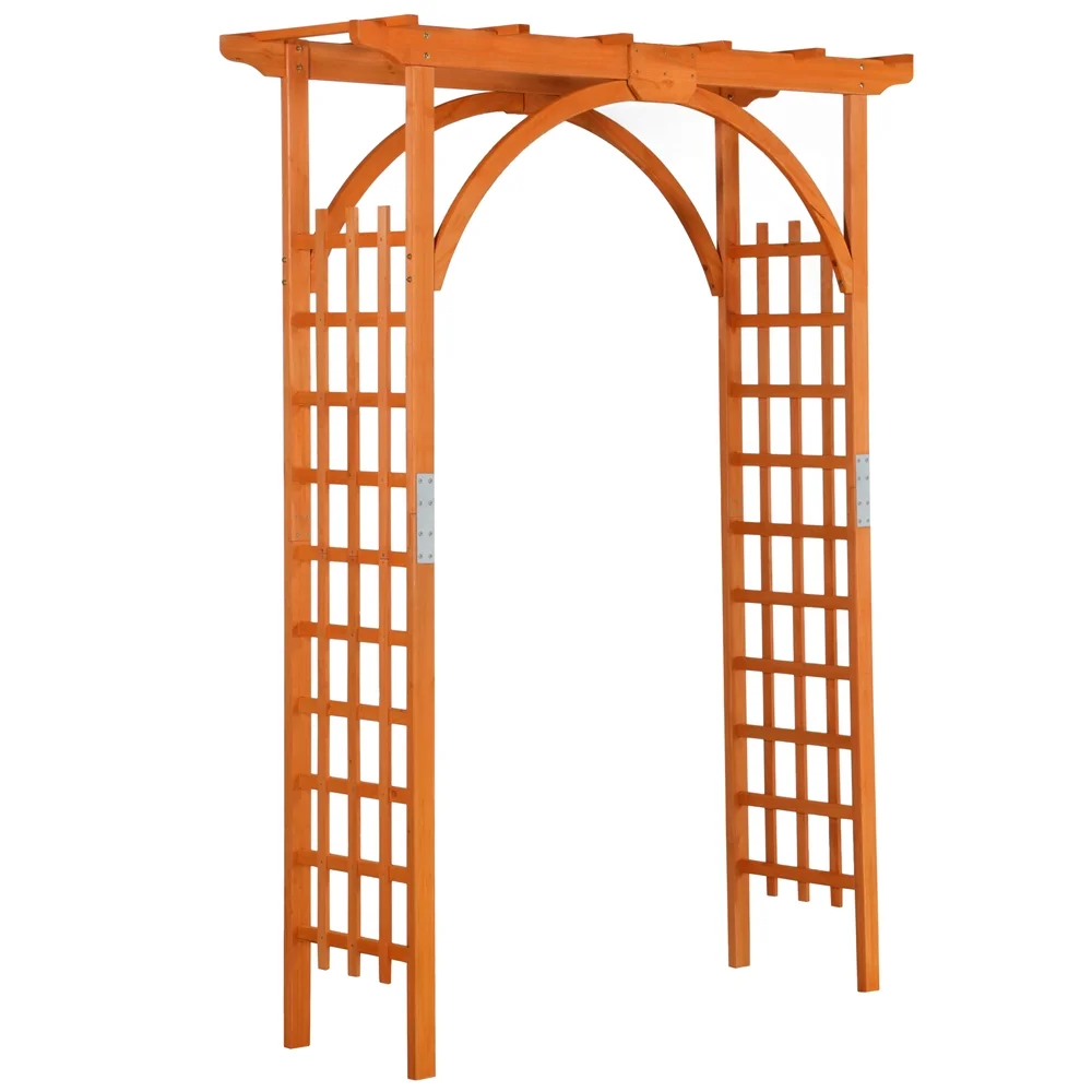 Yaheetech Wood Arbor Arbor Trellis Climbing Plant Wedding Garden Patio Bridal Party Decoration Arbor Wood & Iron Outdoor Square,Natural Wood