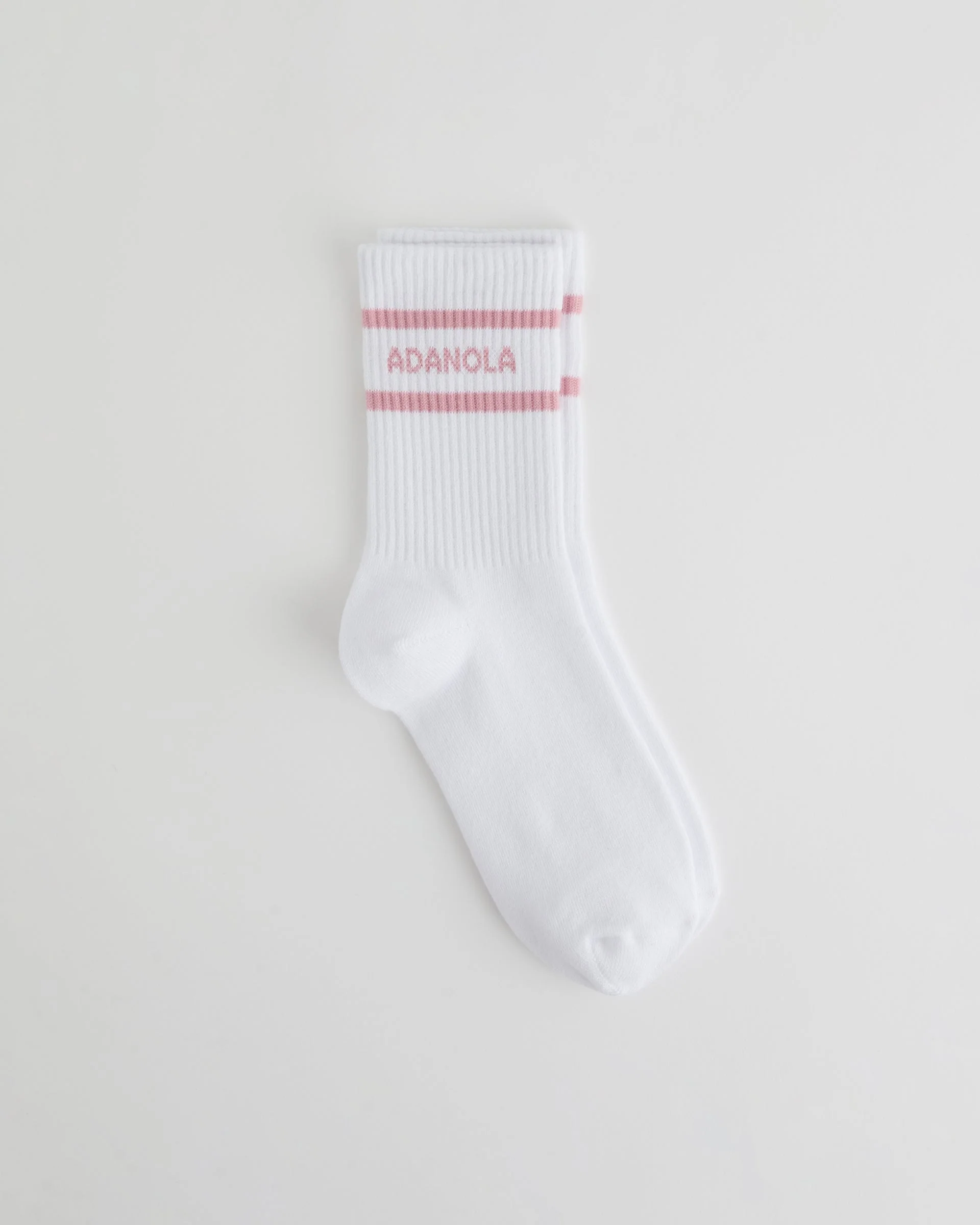 Sports Stripe Socks - White/Dusty Pink