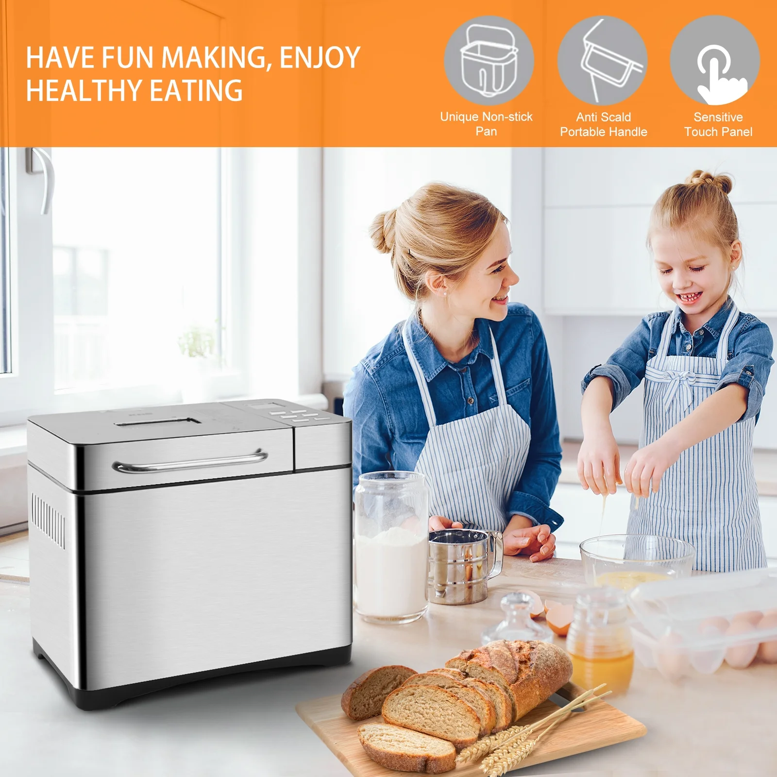 19-in-1 2LB Bread Maker Machine Fully Automatic LCD Display,Stainless Steel Model# 013 - Image 5