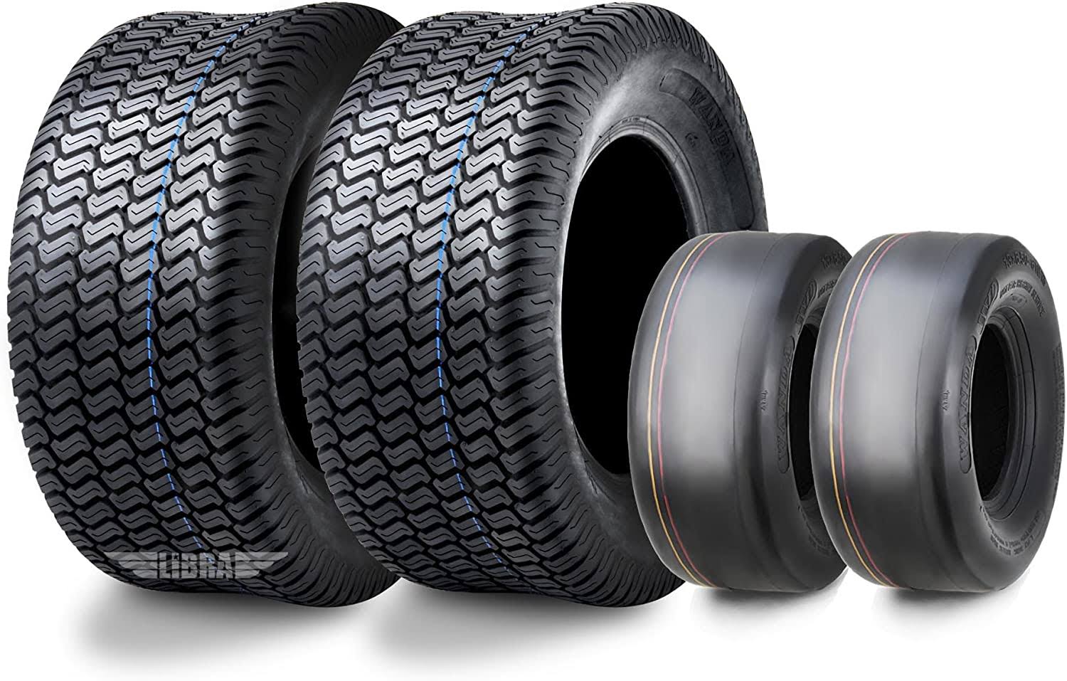 Set 4 Wanda Zero-Turn Lawn Mower Turf Tires 11x4-5 Front & 16x6.5-8 Rear /4PR -13204-13019