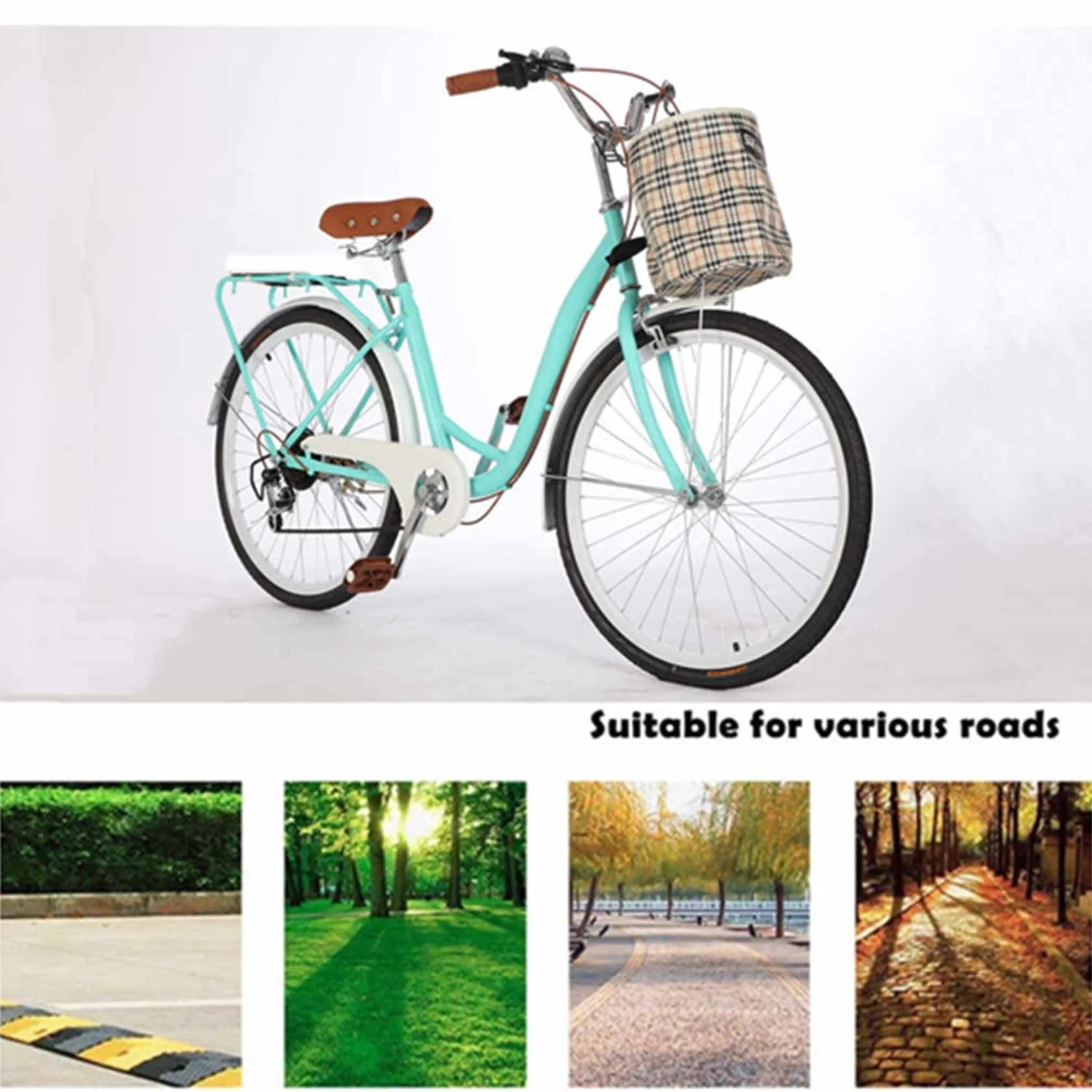 Dinling Shimano 7 Speed Women'S City Bike 26 in Lightweight Beach Cruiser Bike Green