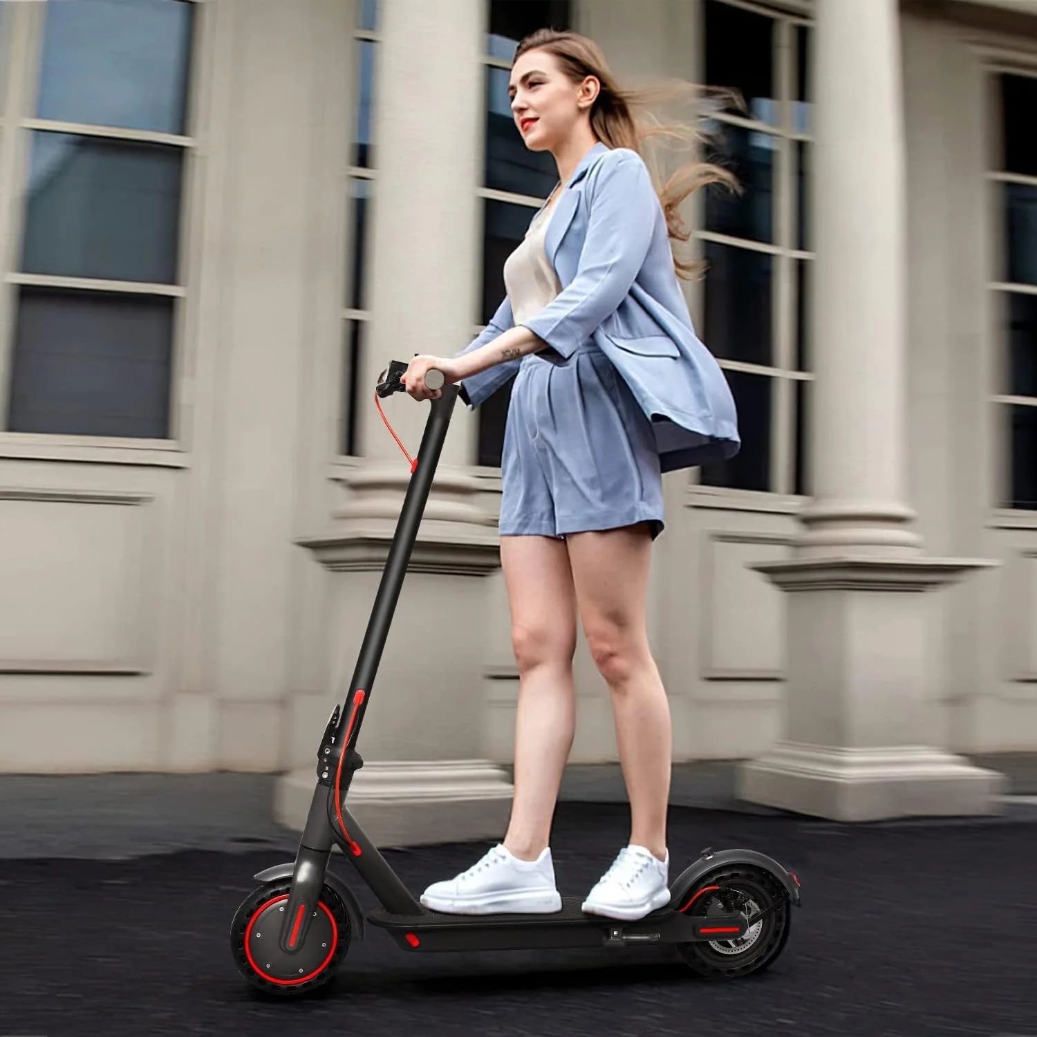 J078 Electric Scooter for Men and Women 8.5" Solid Tire 19mph Power by 350W Motor Max 21 mile Range Folding Commuting E Scooter - Image 6