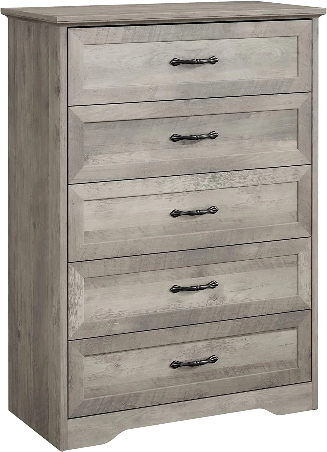 Dresser for Bedroom with 5 Drawers, Tall Wood Drawer Dresser Chest of Drawers for Closet, Living Room, Hallway, Nursery, Kids Bedroom, Grey(5 Drawers chest) - Image 2
