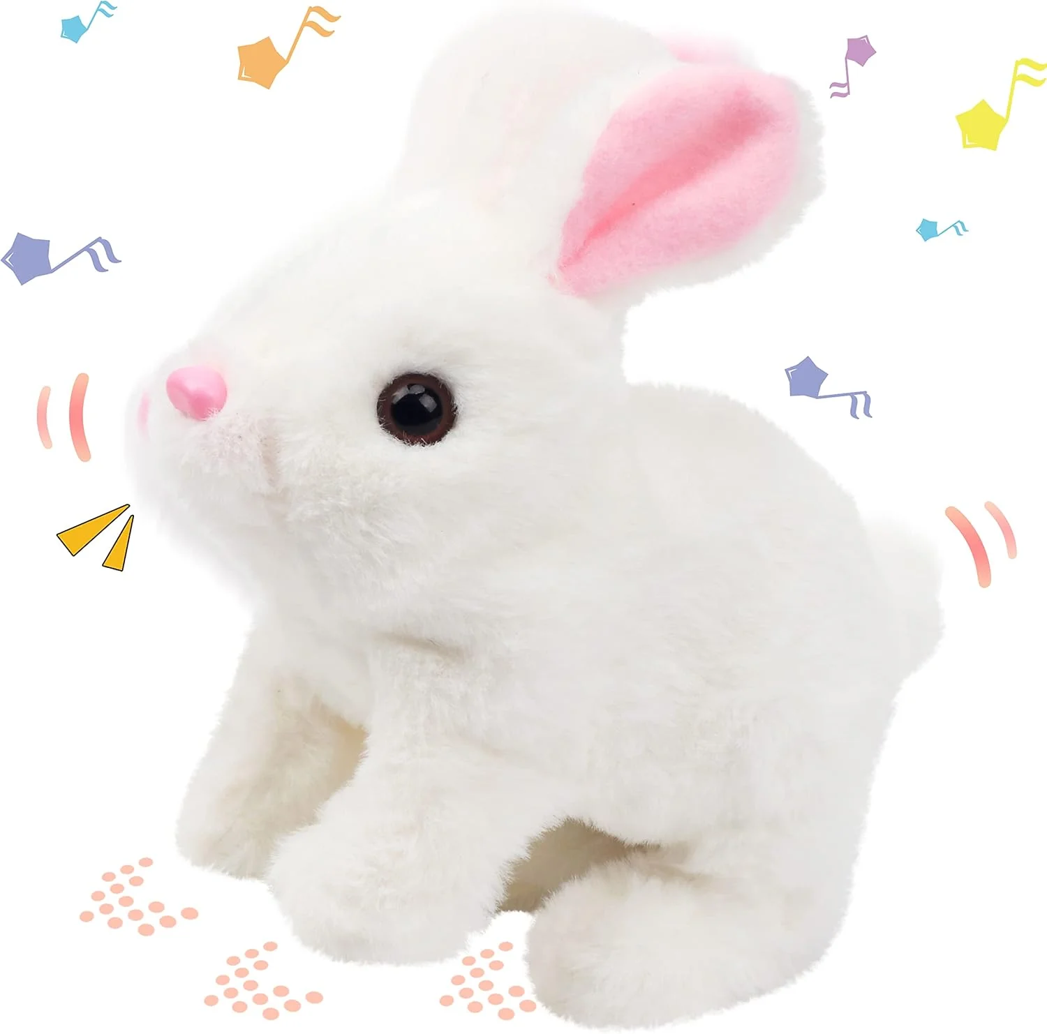 Interactive Hopping Rabbit Electronic Plush Bunny Toy with Sounds and Movements, 7'' Brown