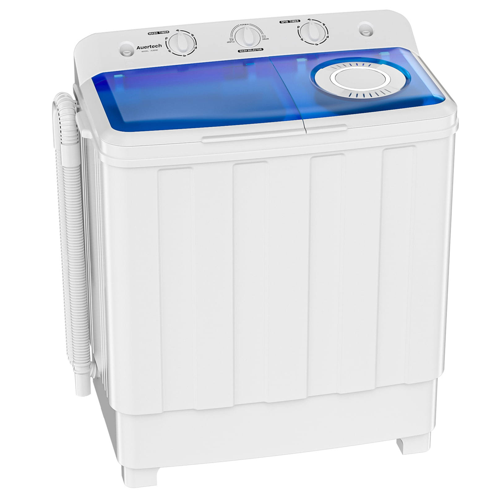 Auertech Portable Washer 28lbs Twin Tub Compact Semi-Automatic with Drain Pump Washer Spinner Combo