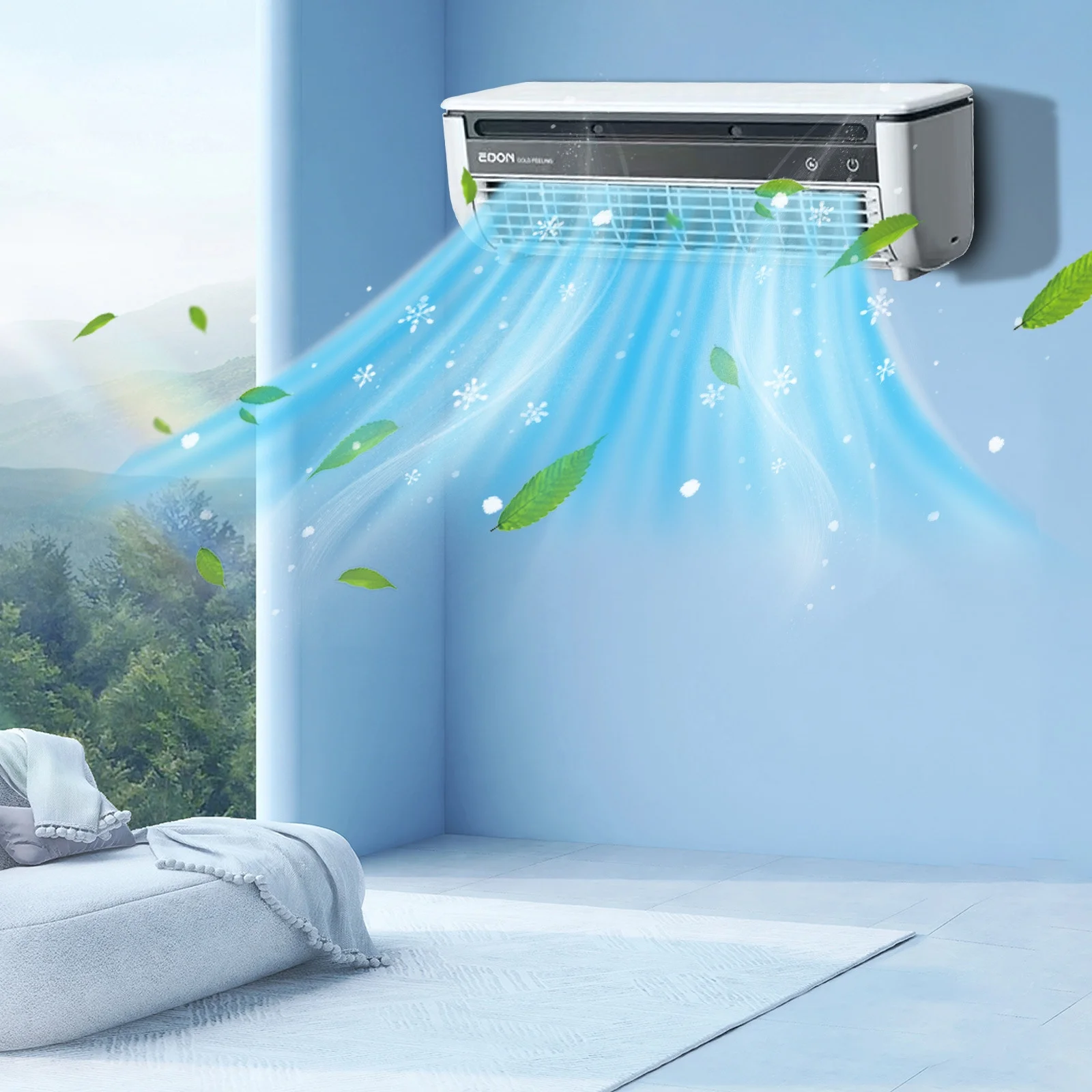 5,000 BTU Wall Mounted Air Conditioner with Remote Control, Digital Display, Cool up to 150 Sq. Ft., Perfect for Small Bedroom, Living Room, Home Office, White(White) - Image 2