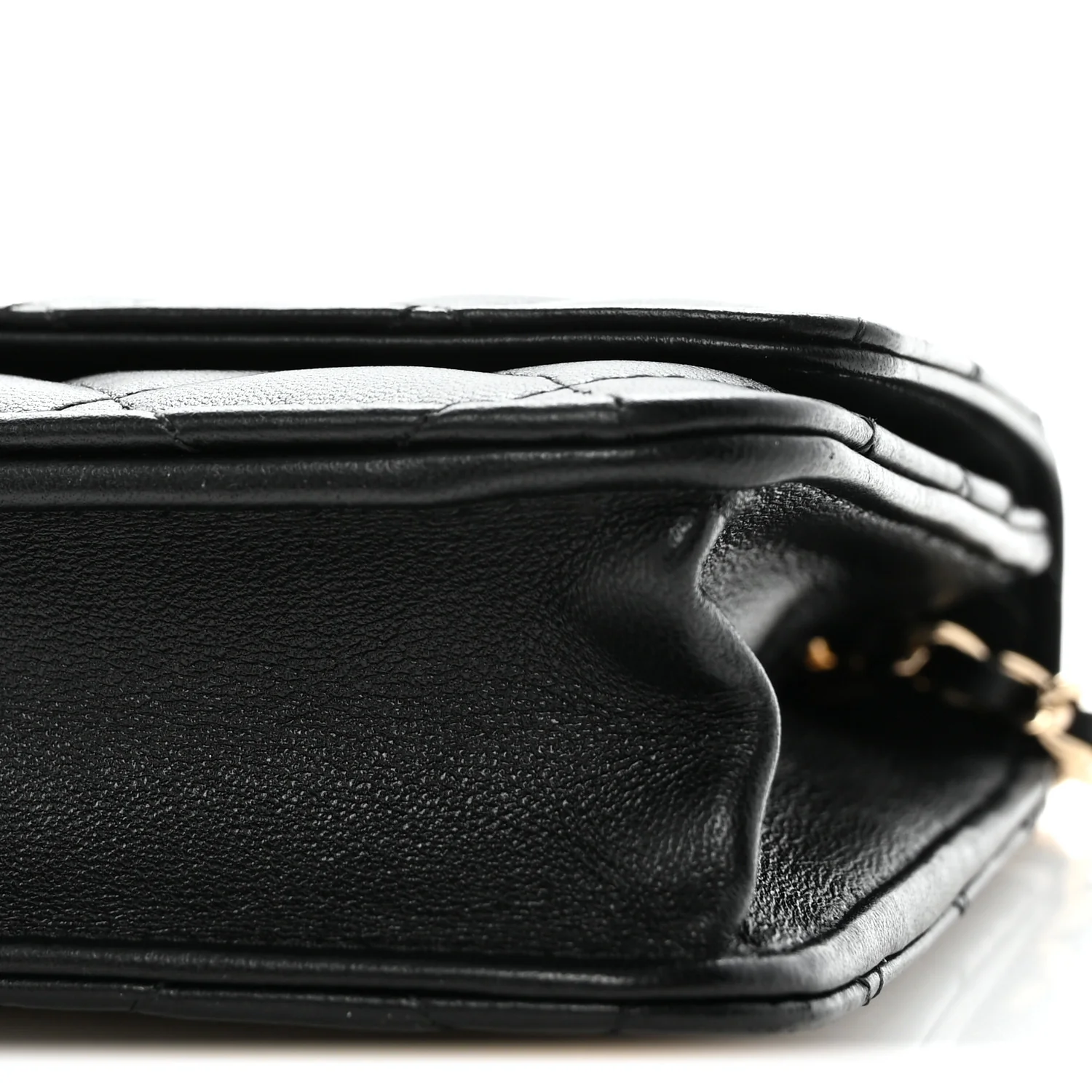 Lambskin Quilted Trendy CC Wallet On Chain WOC Black