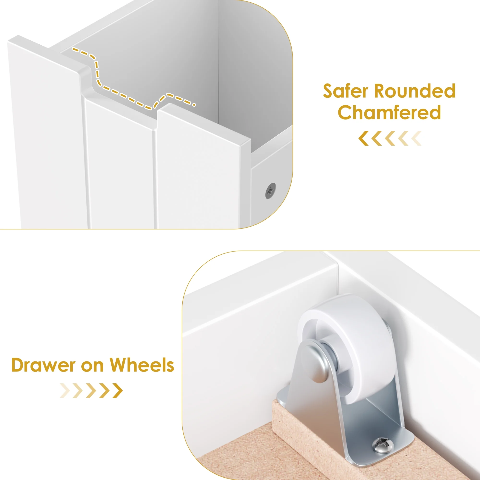 Kids Toy Storage with 4 Drawers, Cubes Storage Bin with Shelves and Wheels for Kids Living Room, White(White) - Image 6
