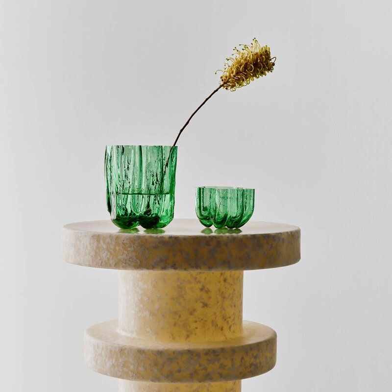 Crackle vase 12 cm mørk grønn