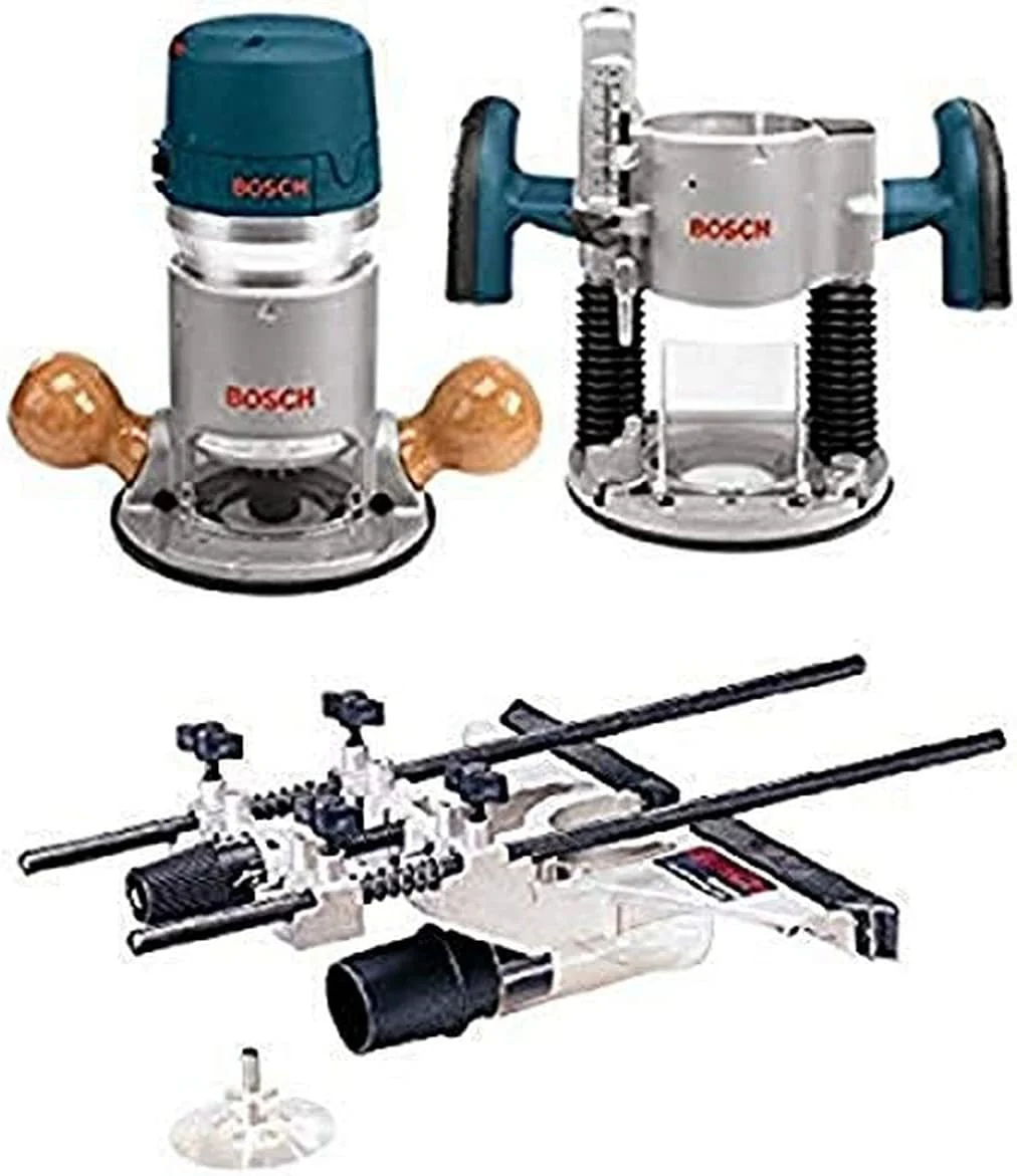 Kit combiné d'outils de défonceuse à bois BOSCH 1617EVSPK 12 A - Défonceuse plongeante de 2,25 CV avec base fixe et vitesse variable