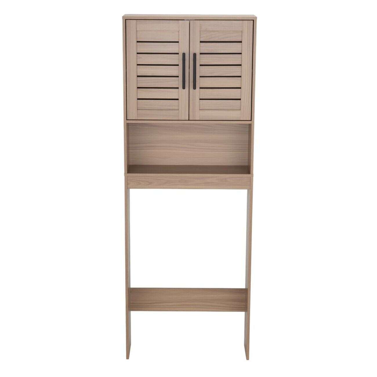 Meuble contour WC en bois 1 niche 2 portes Léon 58,5x19xH160cm