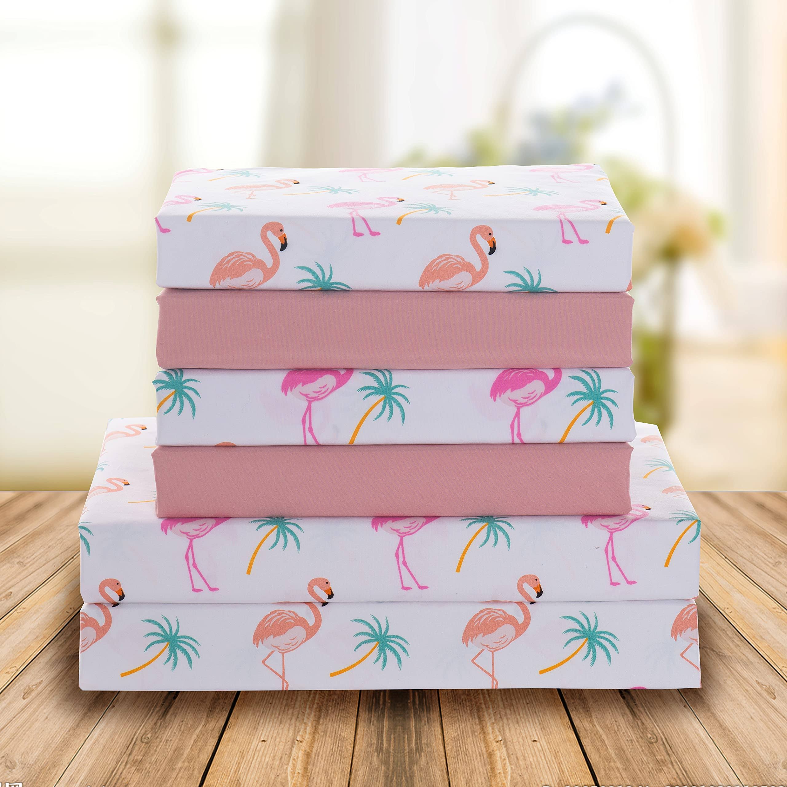 Elegant Comfort Luxury Soft Bed Sheets Flamingo Pattern - 1500 Premium Hotel Quality Microfiber Softness Wrinkle and Fade Resistant (6-Piece)