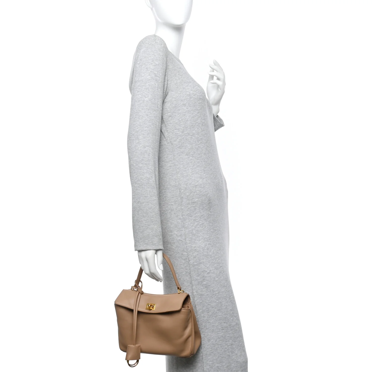 Natural Smooth Calfskin Mini Rodeo Top Handle Handbag Latte