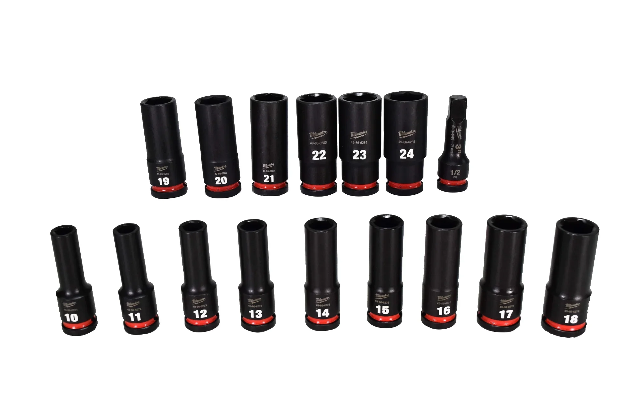 Milwaukee 49-66-6803 1/2 Impact Duty Drive Metric Deep Well Socket Set (16pc)
