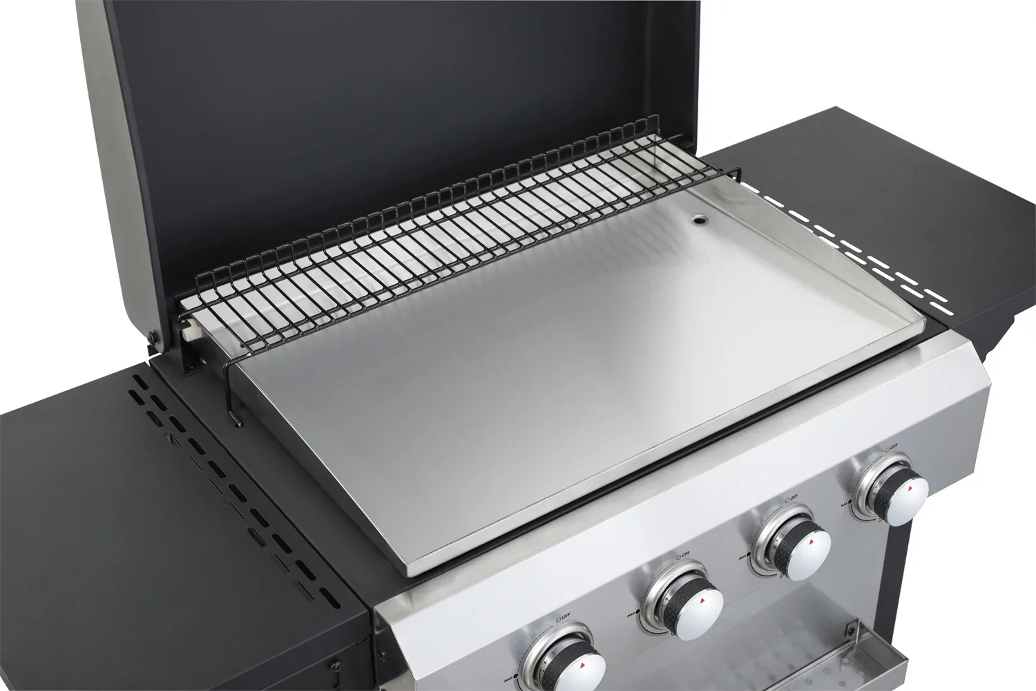 HighSound 2-Burner Propane Gas Grill, 24600 BTU Patio Garden Barbecue Grill with Stainless Steel Tray, Wire Enamel Cooking Grids & Foldable Shelves, Black