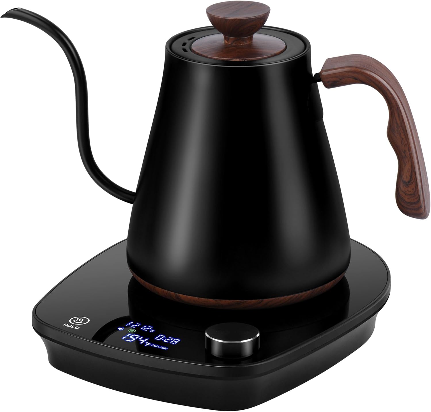 Gooseneck Electric Kettle, Intelligent Temperature Control, Stainless Steel Interior, Quick Heating, for Pour Over Coffee, Brew Tea, Boil Hot Water, 1000W 0.9L Black