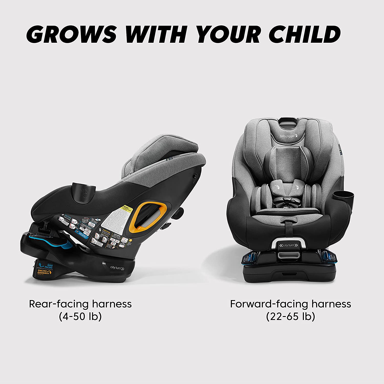 Siège auto convertible Baby Jogger City Turn, noir onyx
