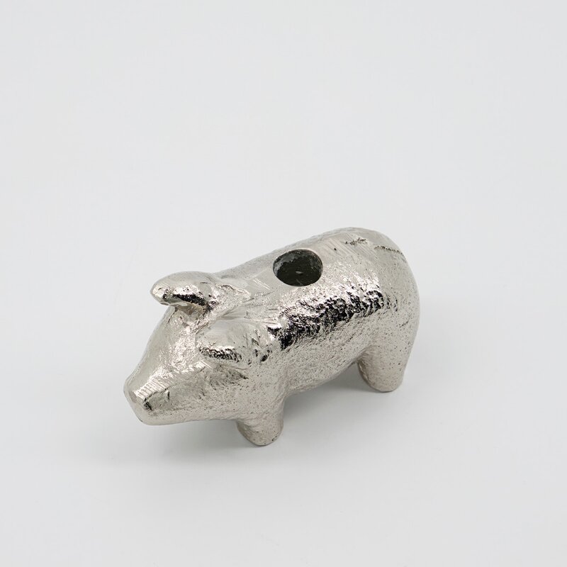 Pig lysestake 8,5 cm antikksølv