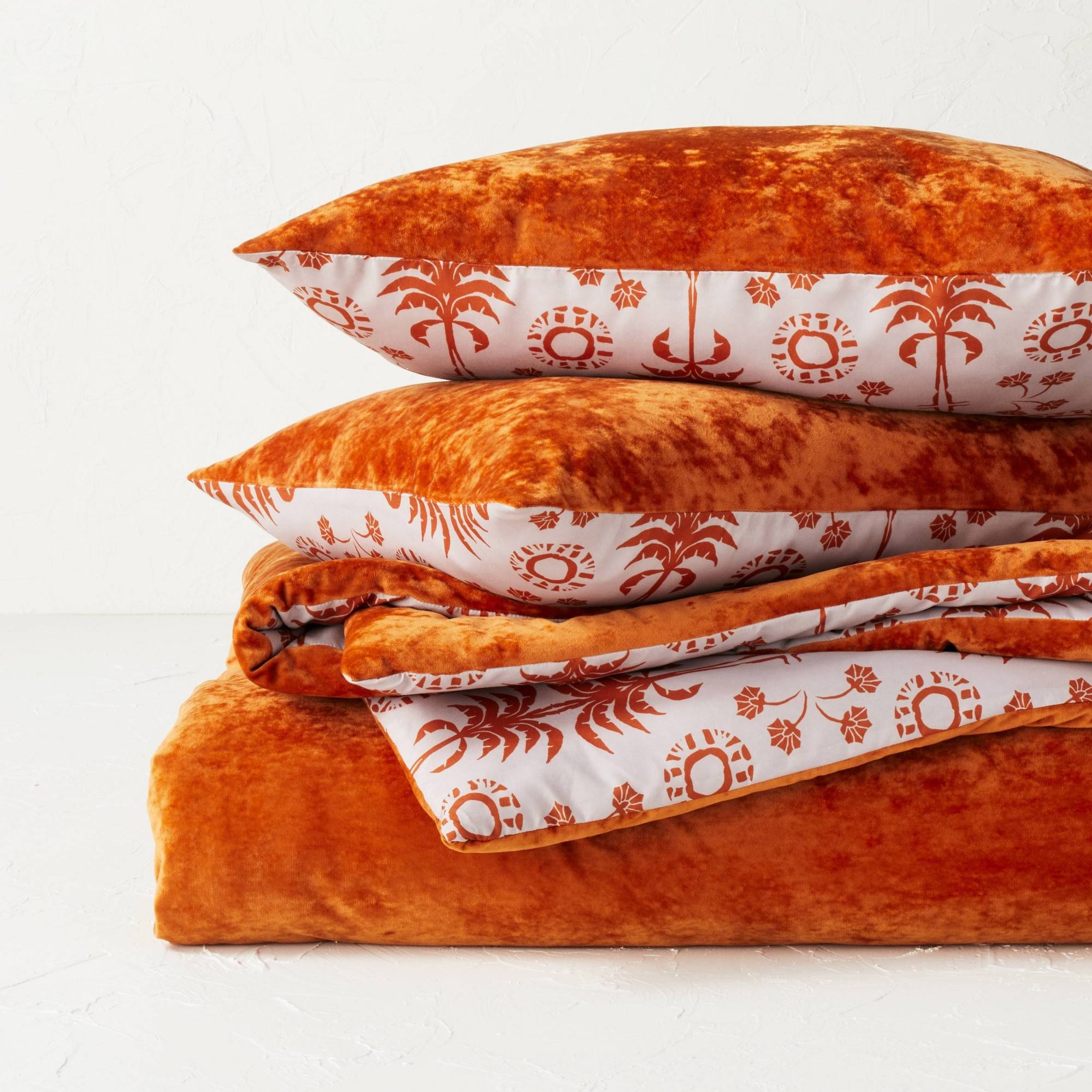 Opalhouse Bedding | Nwt Velvet Reversible Duvet Set - Rust - Twin/Twin Extra Long | Color: Gray/Orange | Size: TwinXL | Stemarie1994's Closet