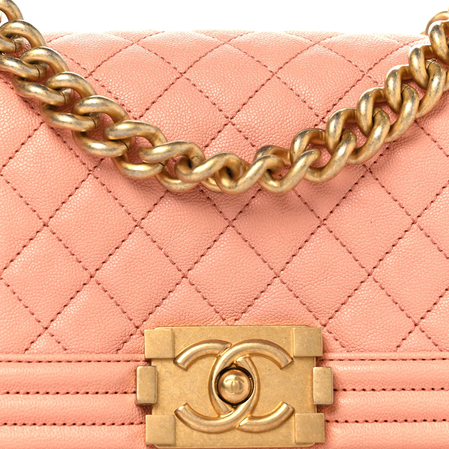 Caviar Quilted Small Boy Flap Light Pink