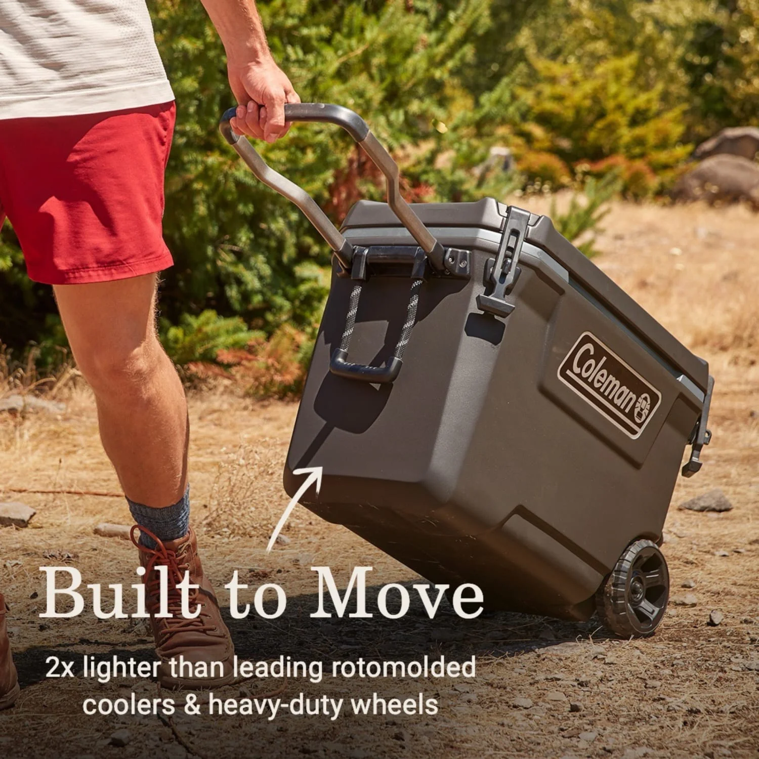 Convoy Series 65-Quart Hard Cooler with Wheels, up to 48 Cans, Brown Walnut Color(Walnut) - Image 2