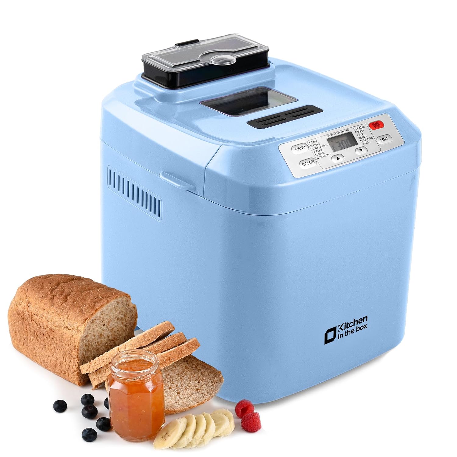 Kitchen in the Box 2lb Bread Maker: Auto Dispenser, 12in-1 GF, Nonstick Pan