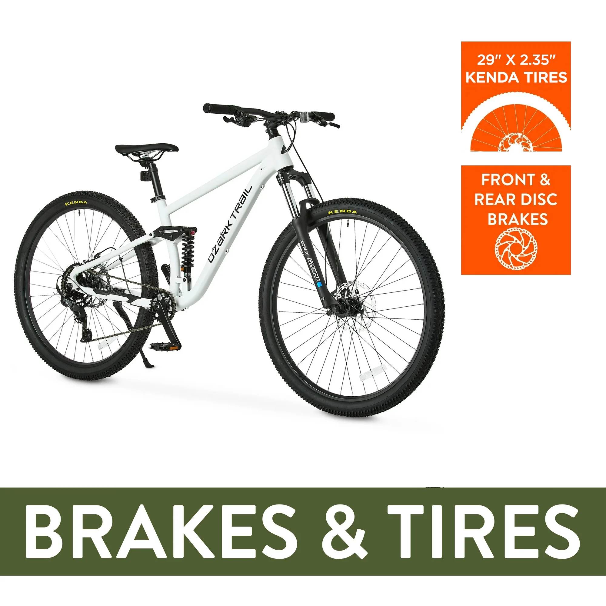 FS.2 Slalom Full Suspension Mountain Bike, 29" Wheels, Small Frame, Fits Riders 5'1" 5'5", Off-White, Adult - Image 9