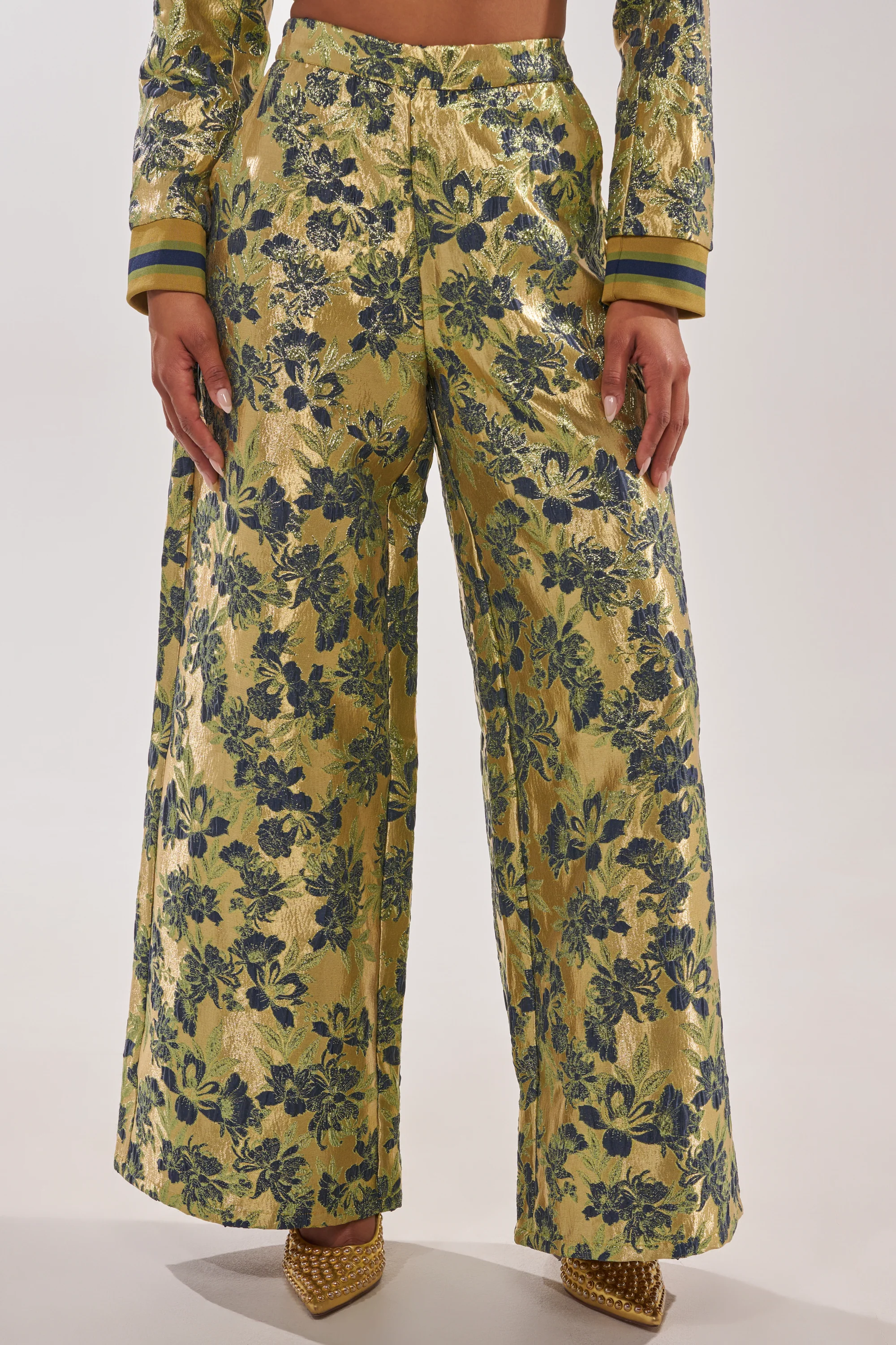 HARLOW BROCADE WIDE LEG PANT - Akira Store
