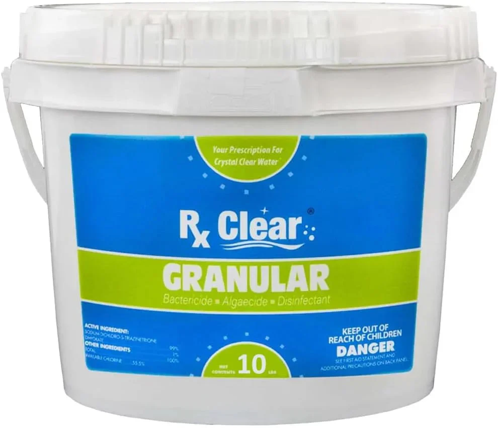 Clear Stabilized Granular Chlorine | One 50-Pound Bucket | Use As Bactericide, Algaecide, and Disinfectant in Swimming Pools and Spas | Fast Dissolving and UV Protected