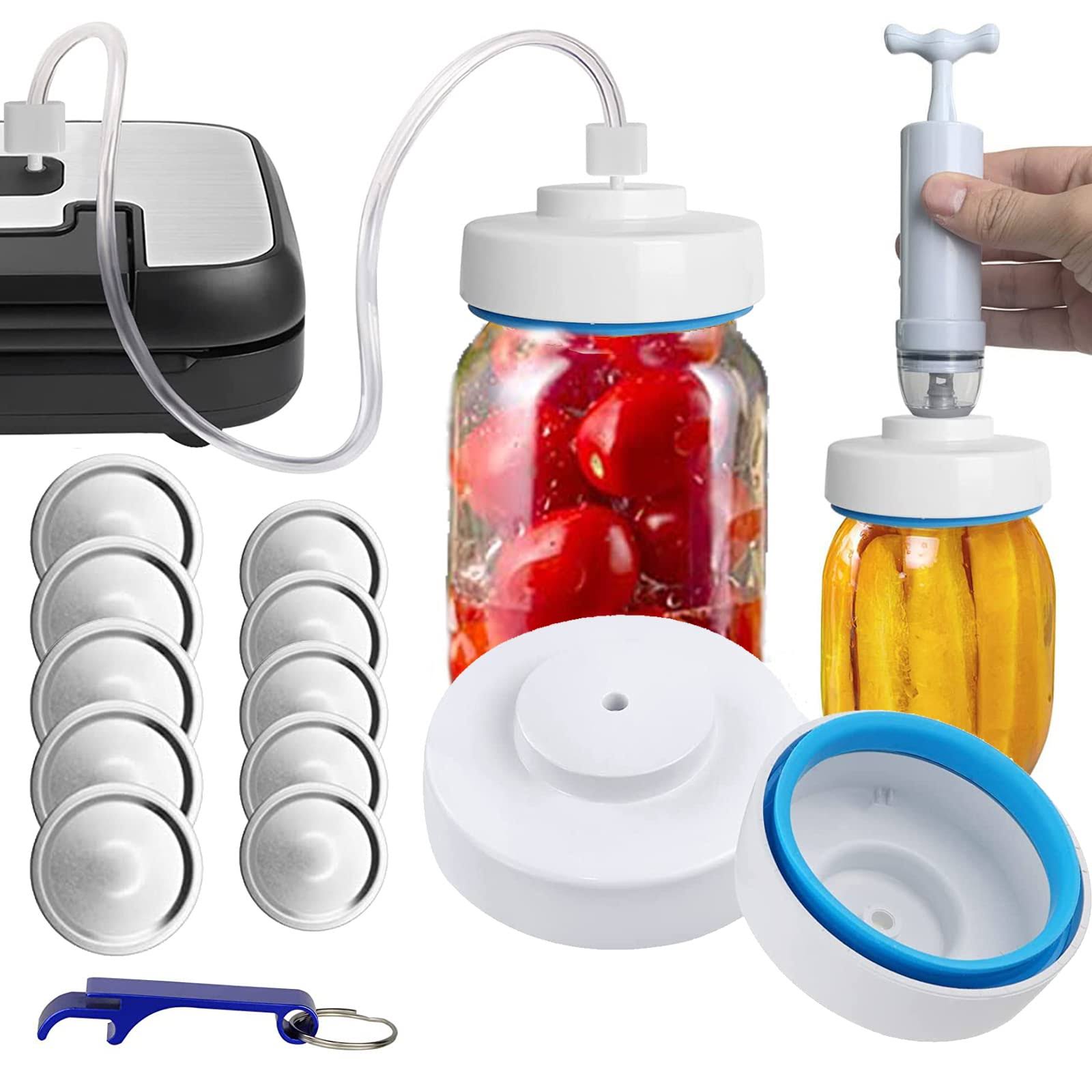 Buvlivu Mason Jar Vacuum Sealer and Accessory Hose Compatible with Foodsaver Vacuum Sealer Portable Hand Pump Vacuum Sealer for Jars Regular & Wid