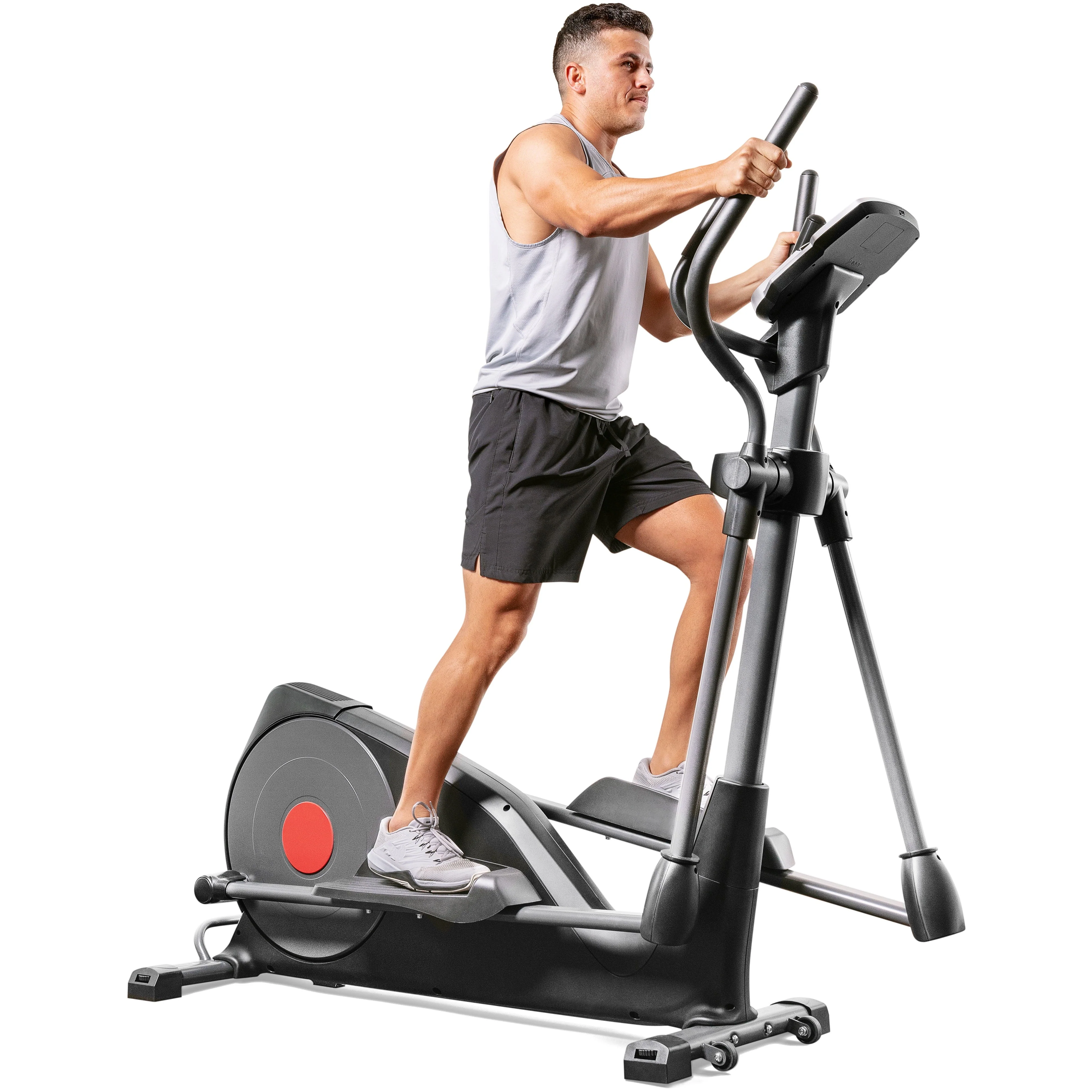 Sunny Health  Fitness Pre Programmed Elliptical Trainer w/ Device Holder, Heart Rate Monitor, High Weight Capacity, SF E320001
