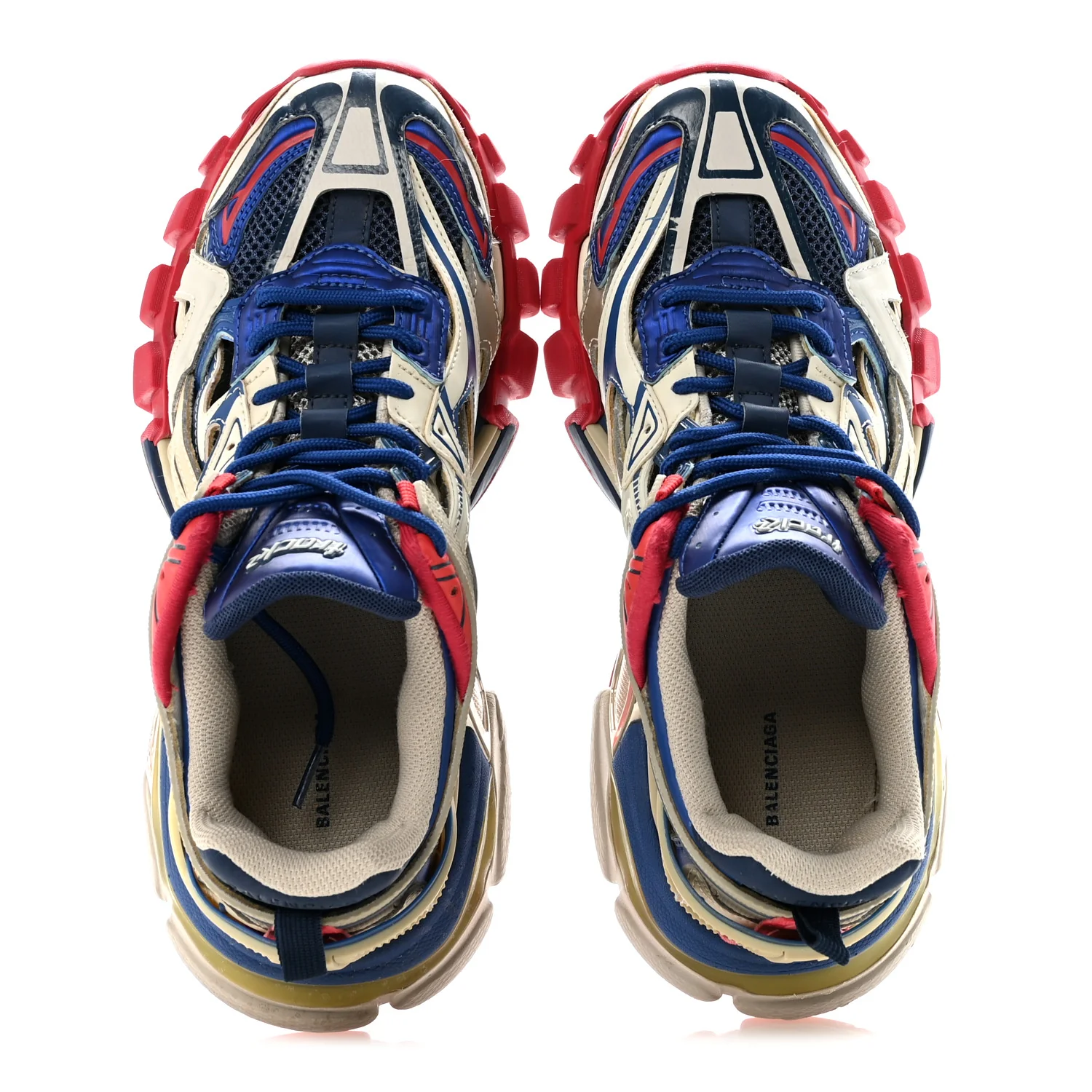 Rubber Mesh Bi-Color Womens Track.2 Open Sneakers 39 Beige Blue Red