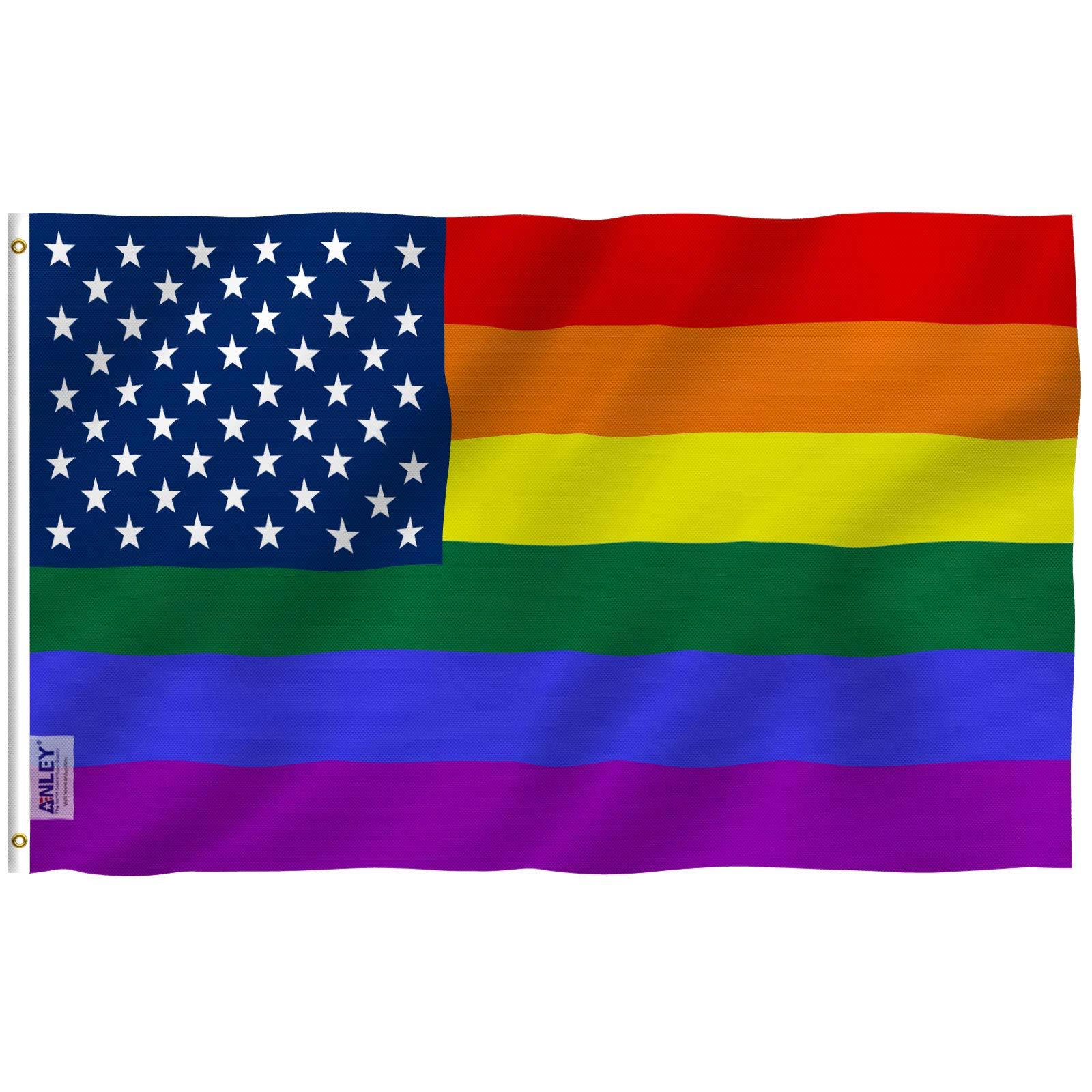 Anley 3x5 Foot Rainbow USA Flag - Gay Pride Lgbt Flags POLYESTER, Size: 3' x 5'