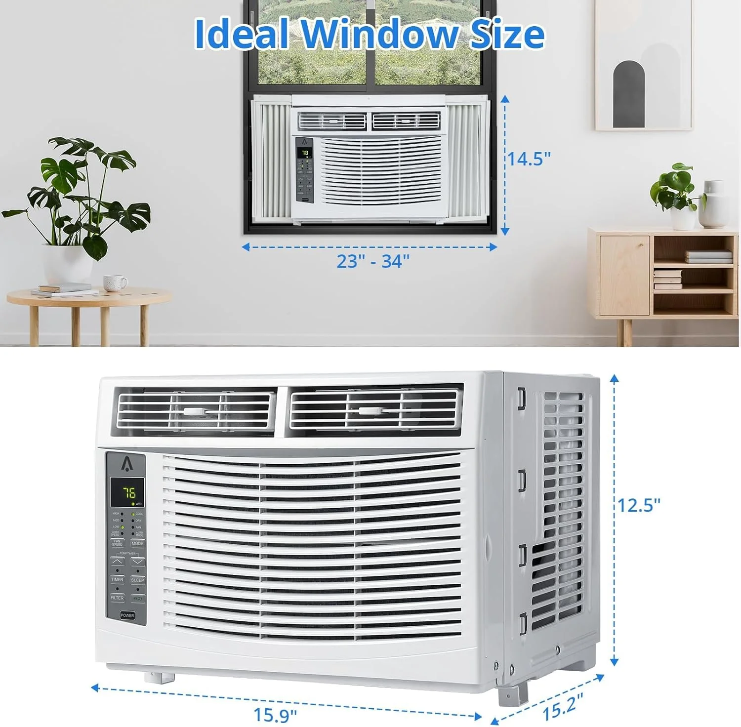 GAOMON Smart 6000 BTU Window Air Conditioner - WiFi - Enabled AC with Remote & App Control, Timer, Sleep Mode, Easy Install Kit, Cools Rooms up to 350 Sq. Ft, 115V, White