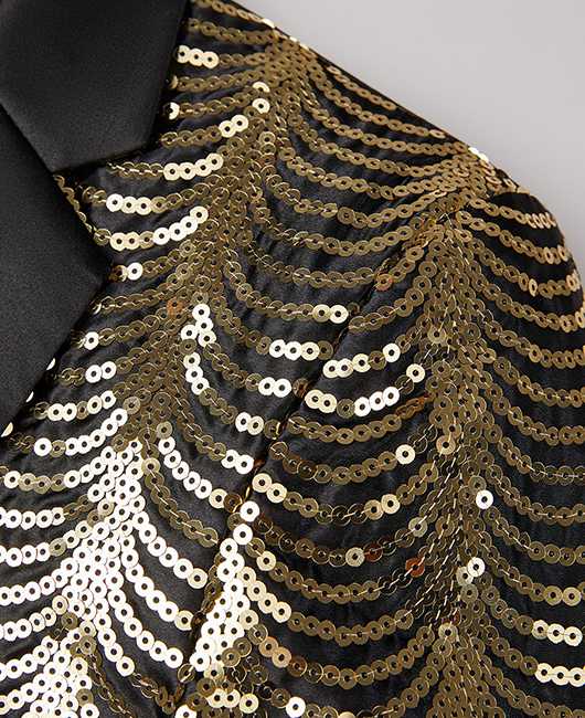 Blazer à un bouton, col cranté, sequins et blocs de couleurs tendance