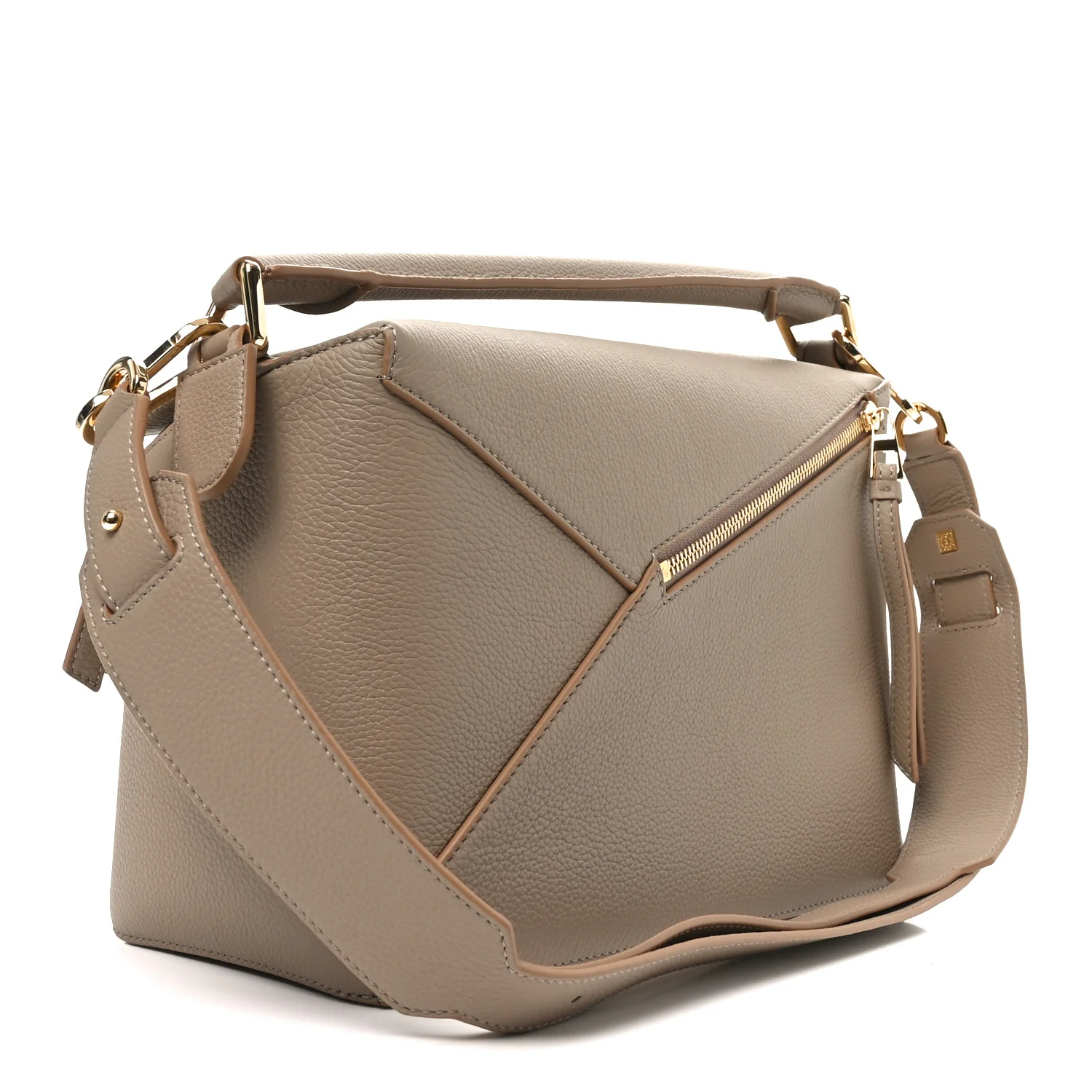 Calfskin Large Puzzle Edge Bag Sand