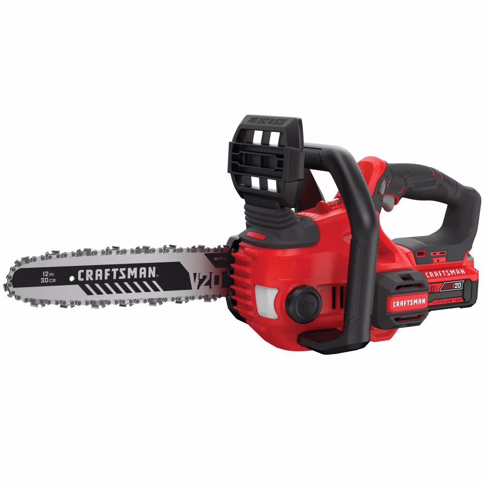 BLACK+DECKER V20 12 Battery Powered Chainsaw, Compact Design, Auto Oiling, Tool Free Tensioning