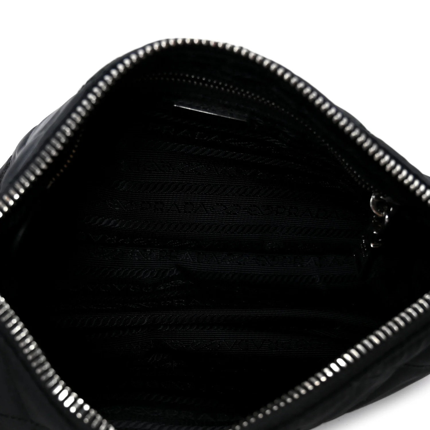 Nylon Tessuto Impuntu Quilted Crossbody Bag Black