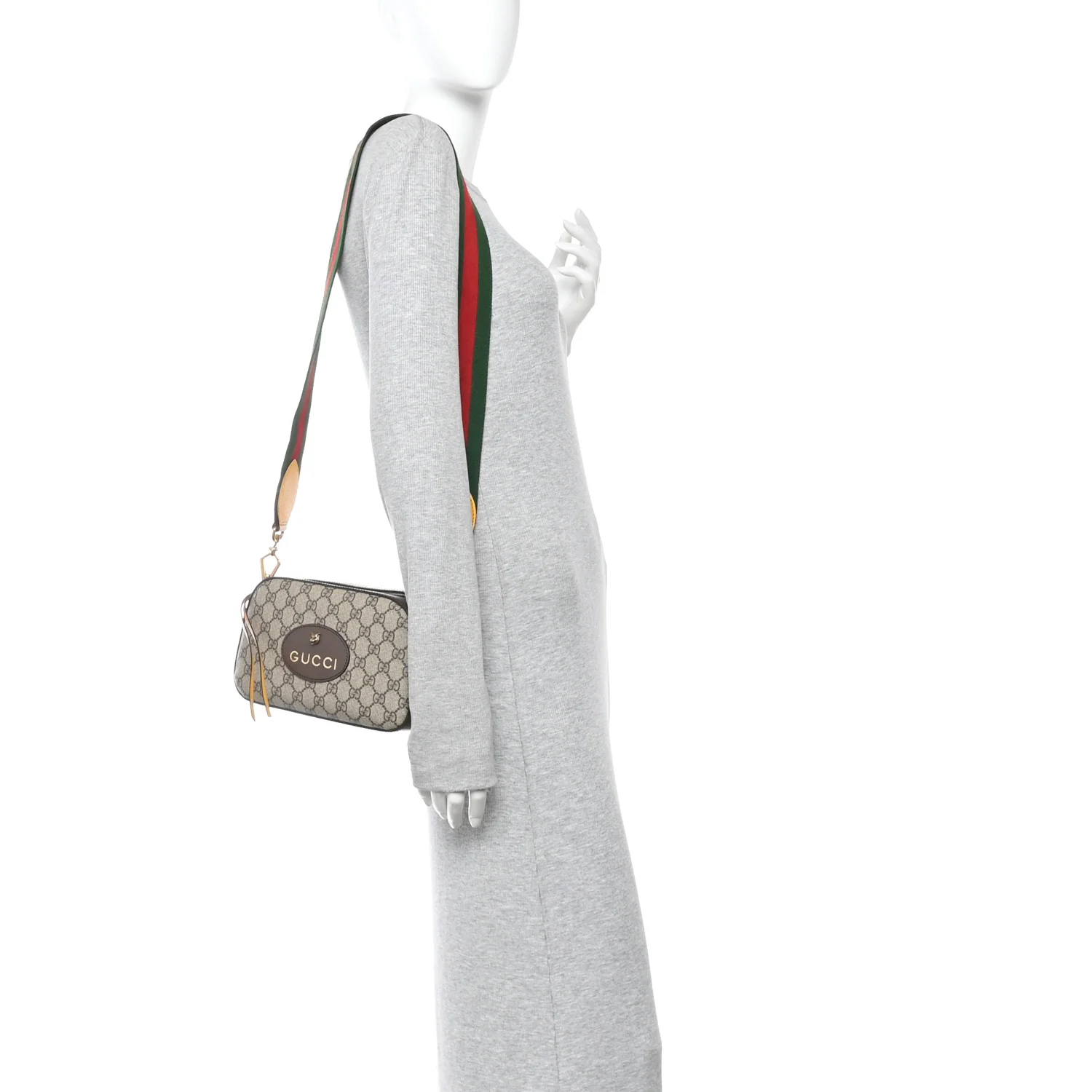 GG Supreme Monogram Web Neo Vintage Shoulder Bag Beige New Acero Crop