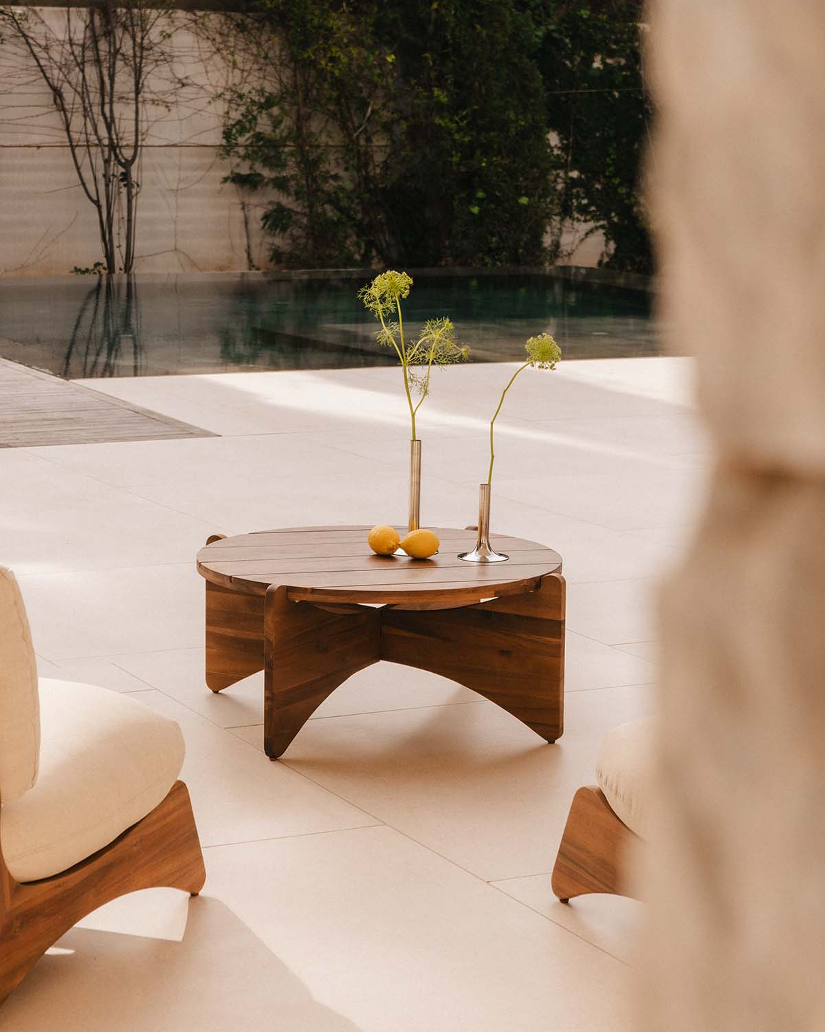 Lorent - Mesa de Centro de Exterior Redonda de Madera de Acacia (Ø80 cm) Lorent