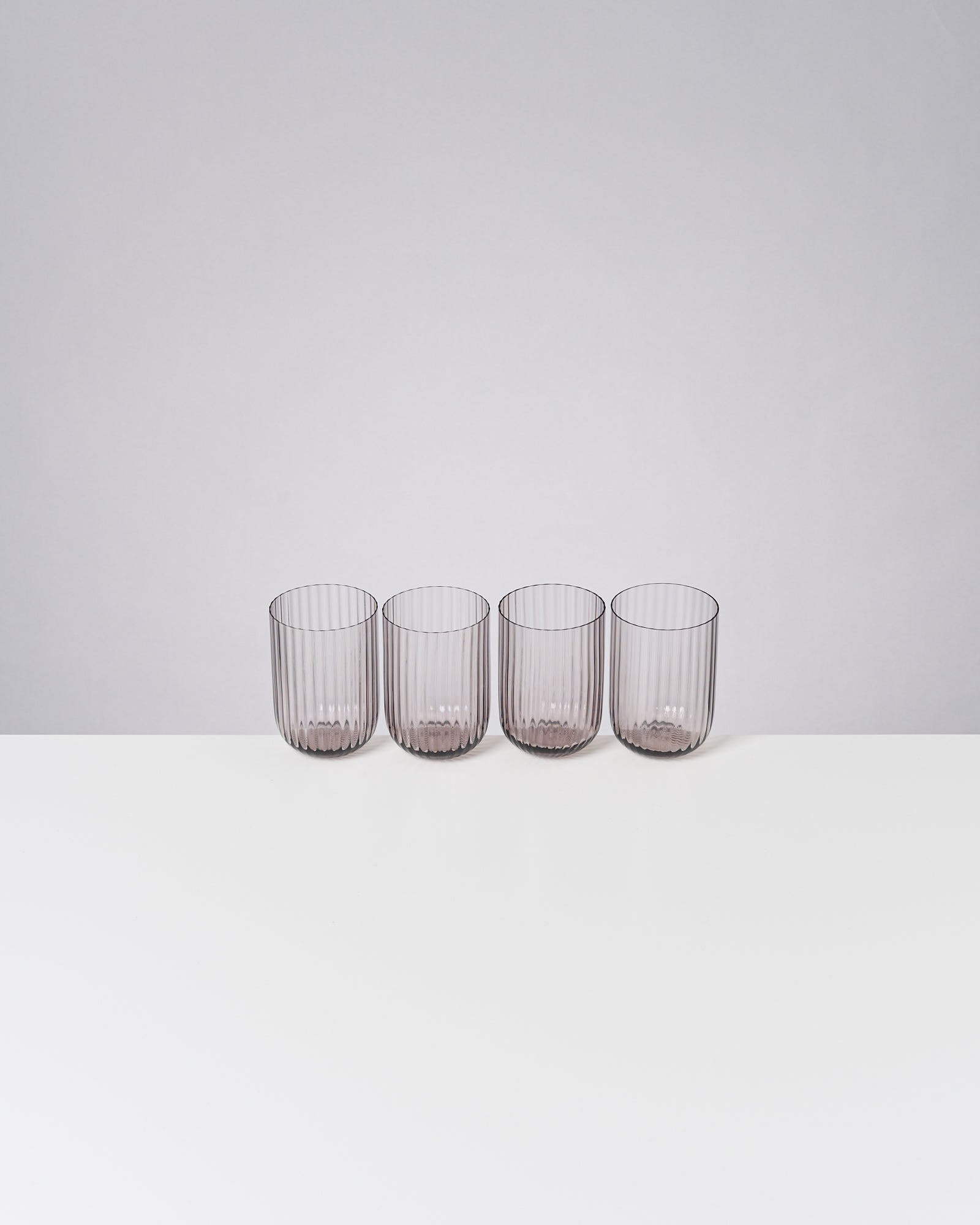 JOIA - SMALL GLASS RIFFLED GRAY SET OF 4