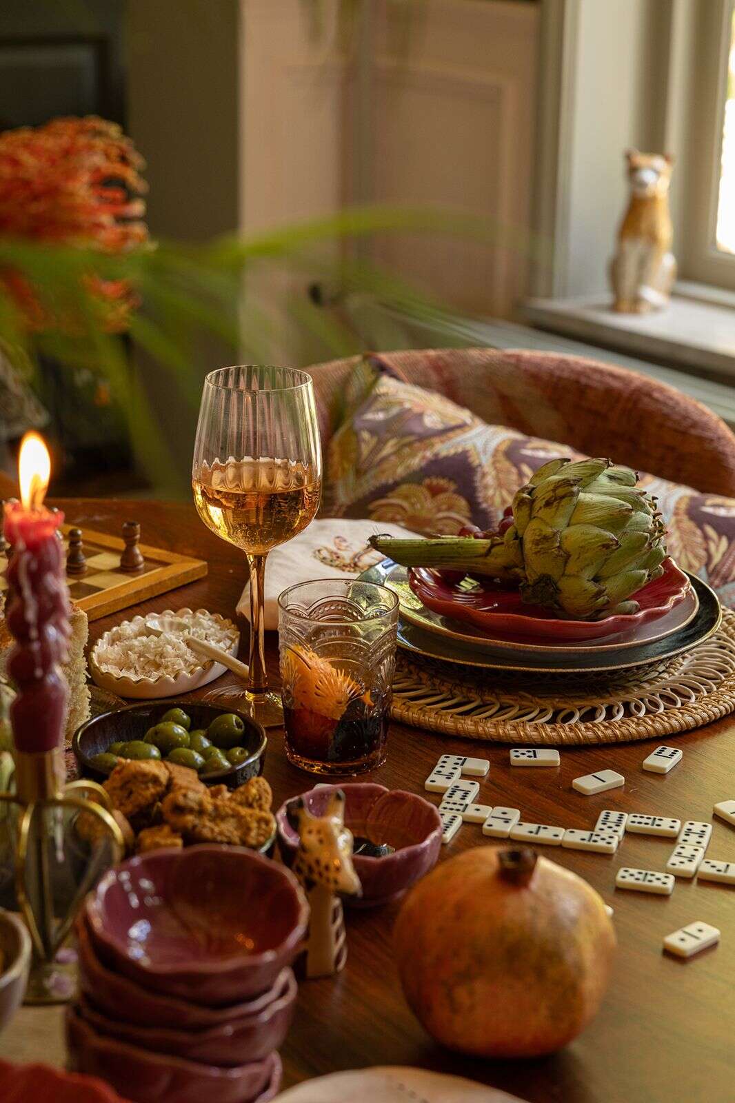 Wijnglazen met oranje voet