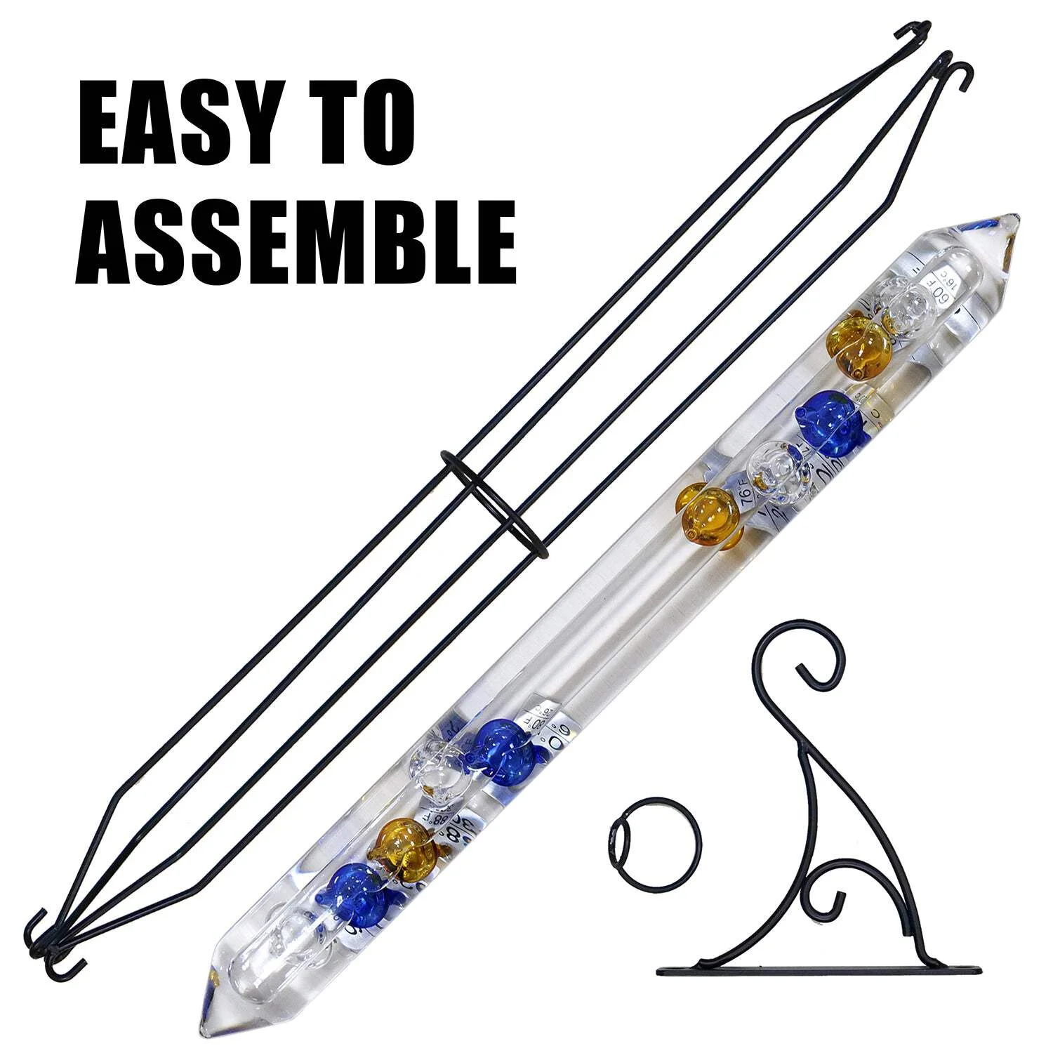 Outdoor Hanging Galileo Thermometer, Colored Glass Orbs with Free Bracket - Image 3