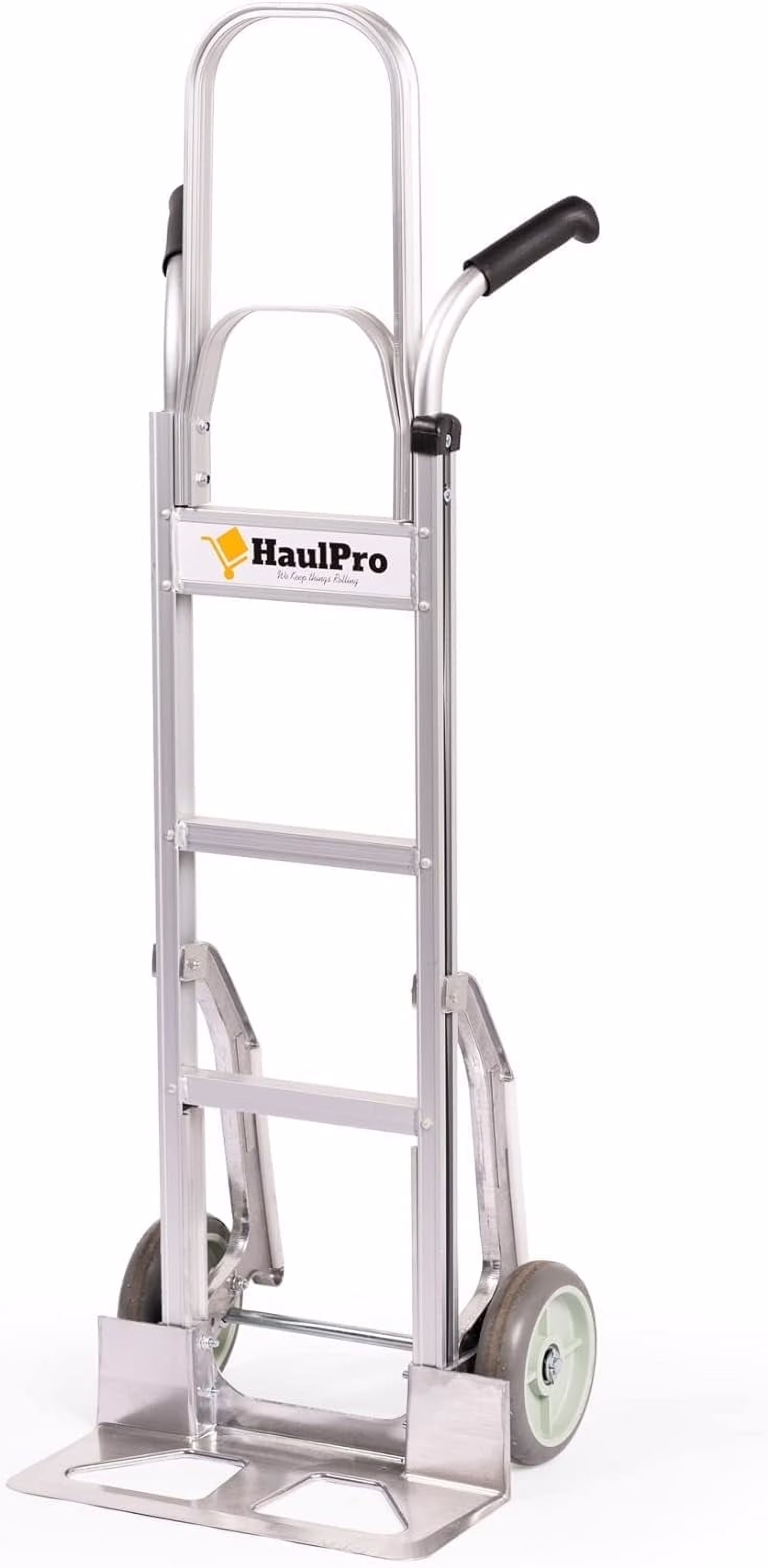 HaulPro Hand Truck 500-lb Capacity Dolly Cart with 8�� Rubber Dolly Wheels & 17.5�� x 9�� Nose Plate