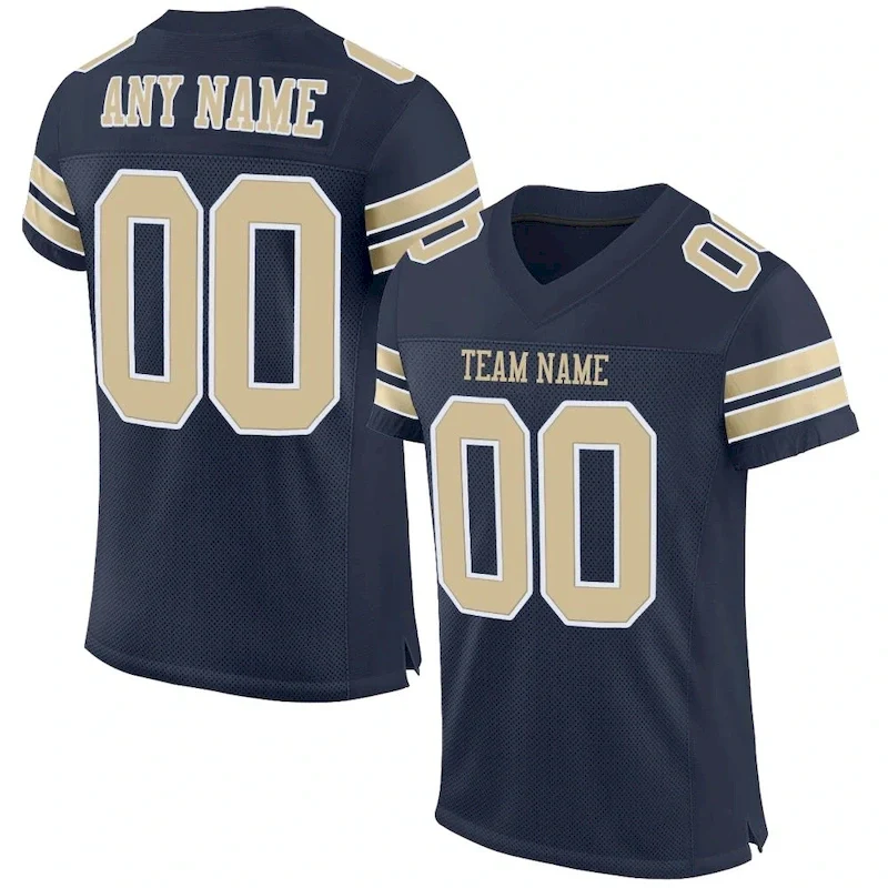 Custom Navy Vegas Gold-White Mesh Authentic rugby jersey